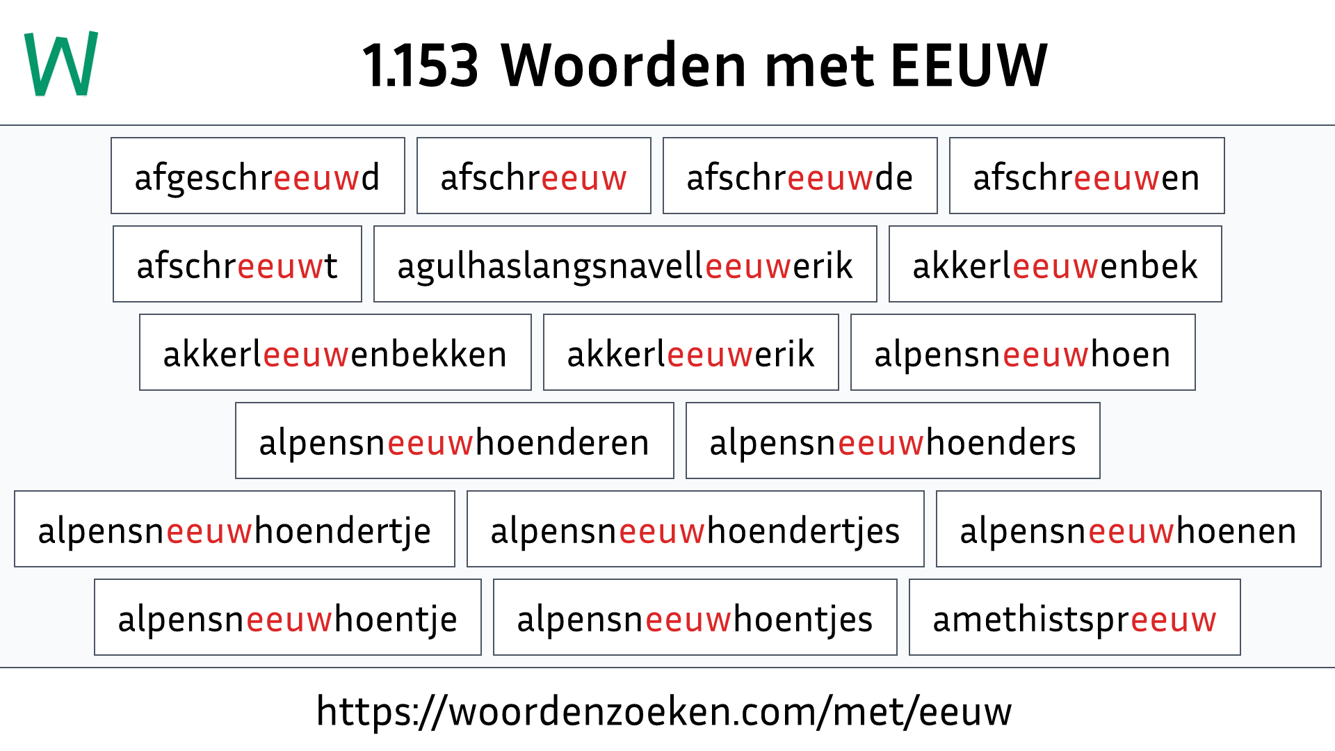 Woorden met EEUW