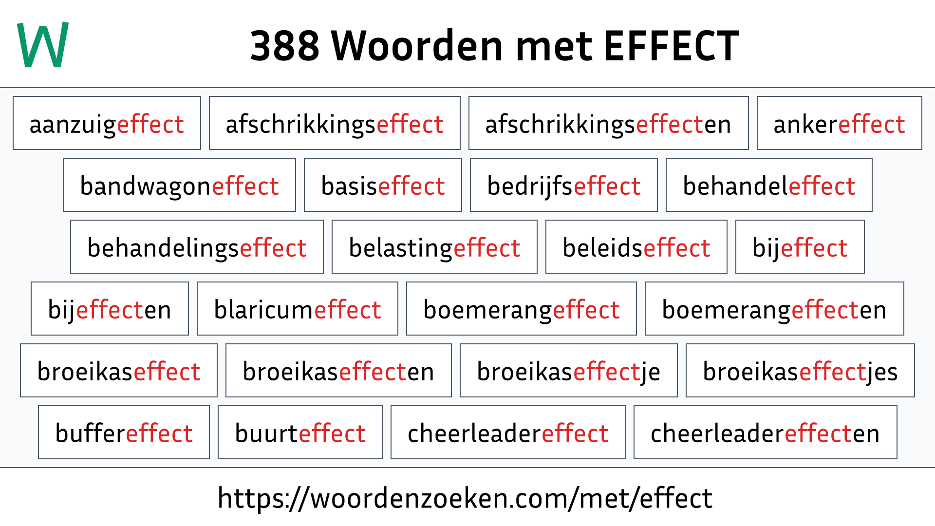 Woorden met EFFECT