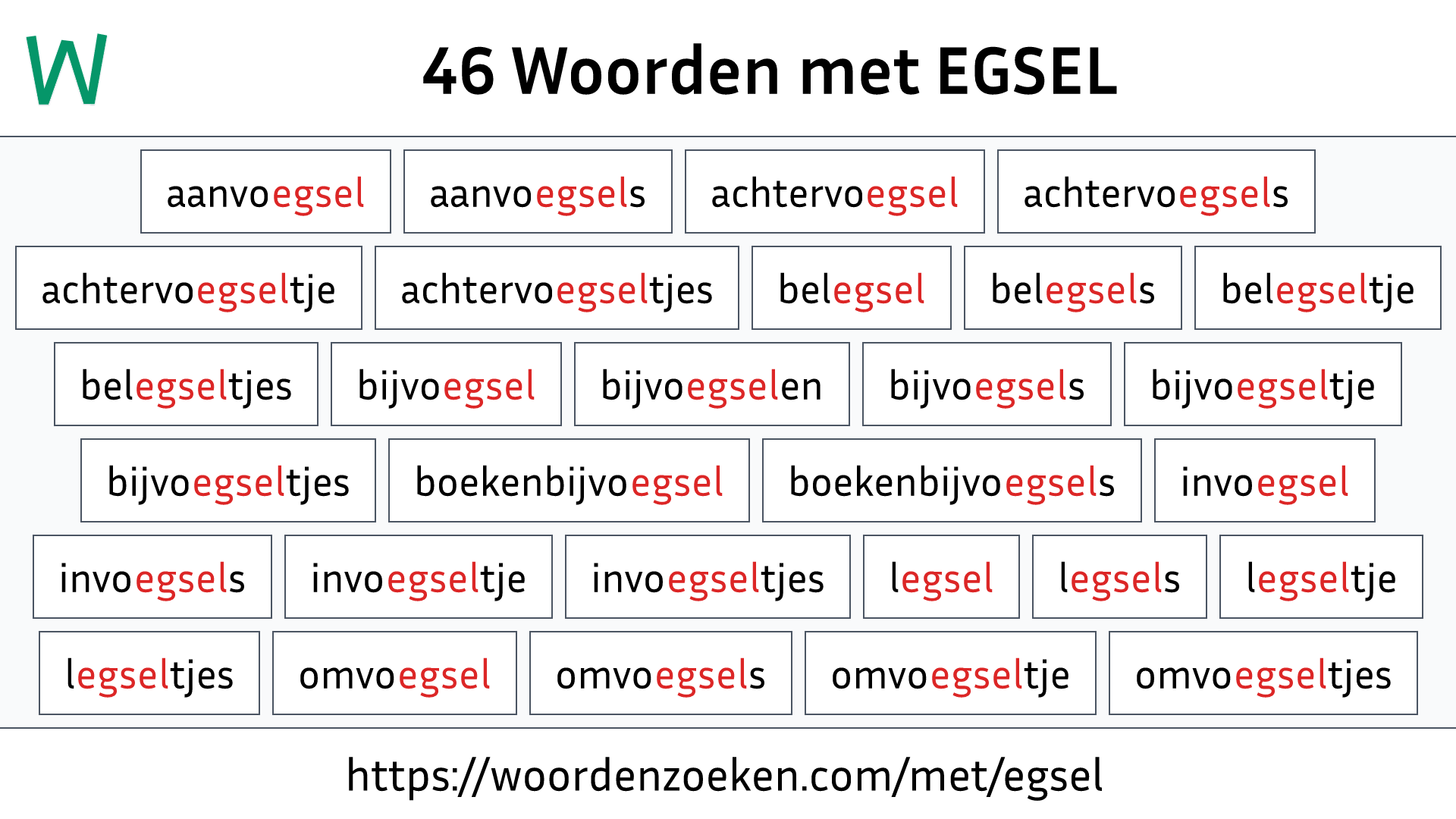 Woorden met EGSEL