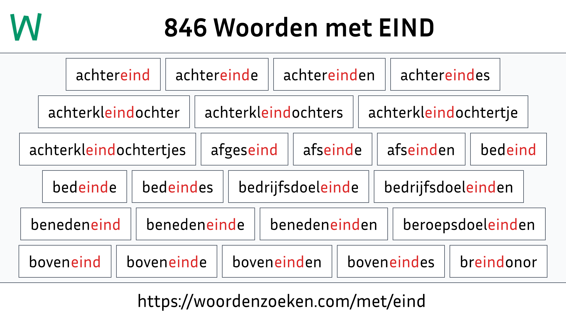 Woorden met EIND