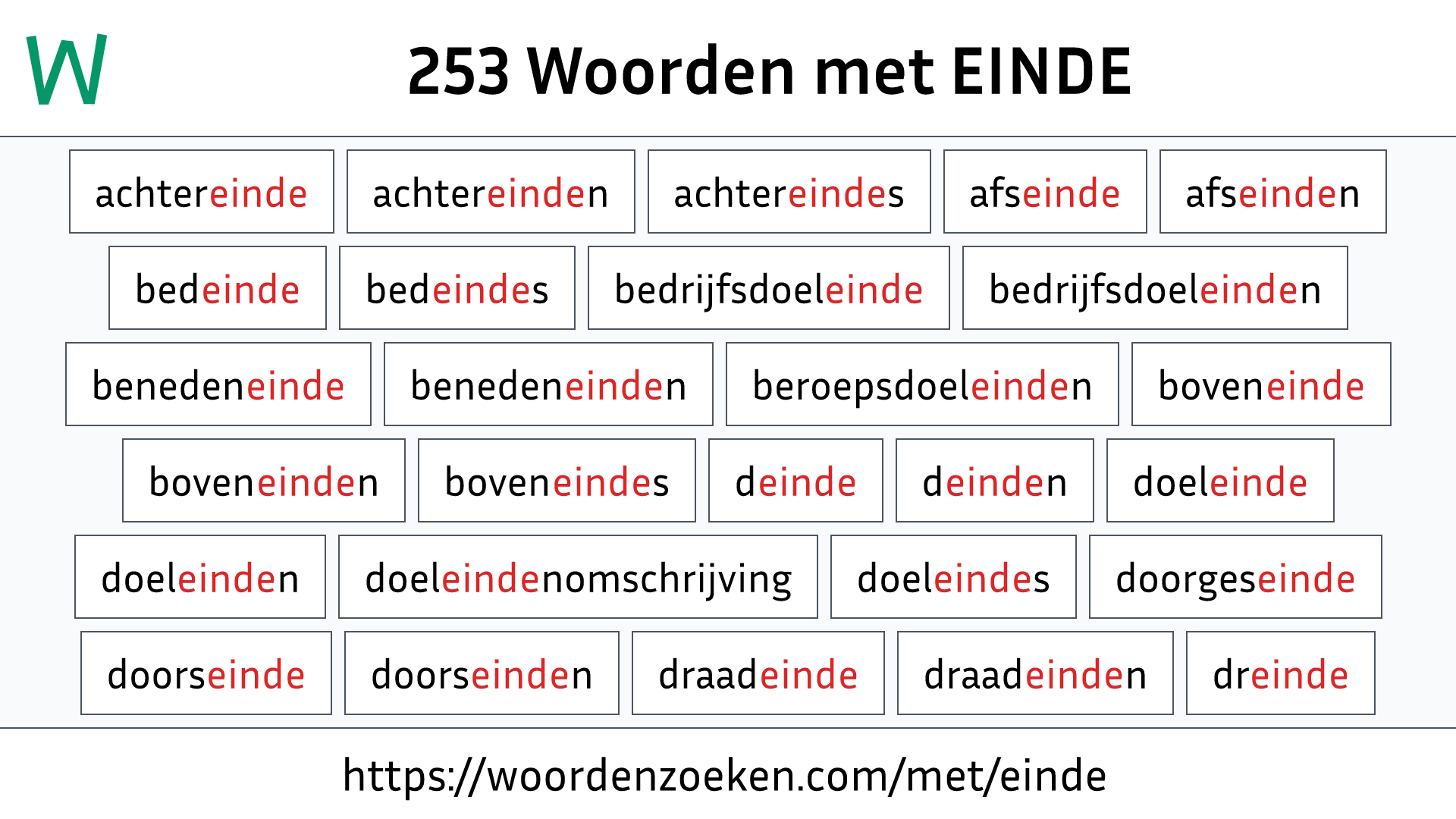 Woorden met EINDE