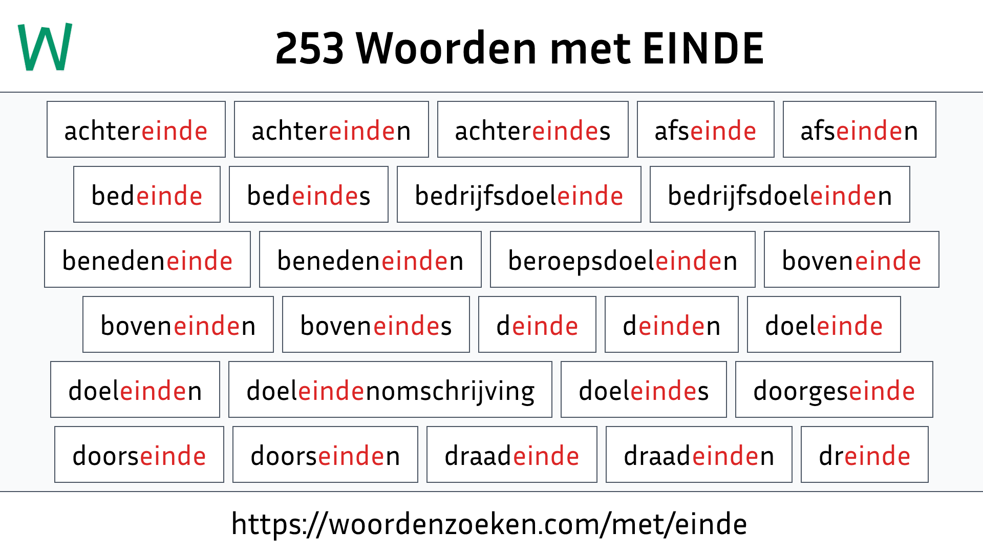 Woorden Met EINDE