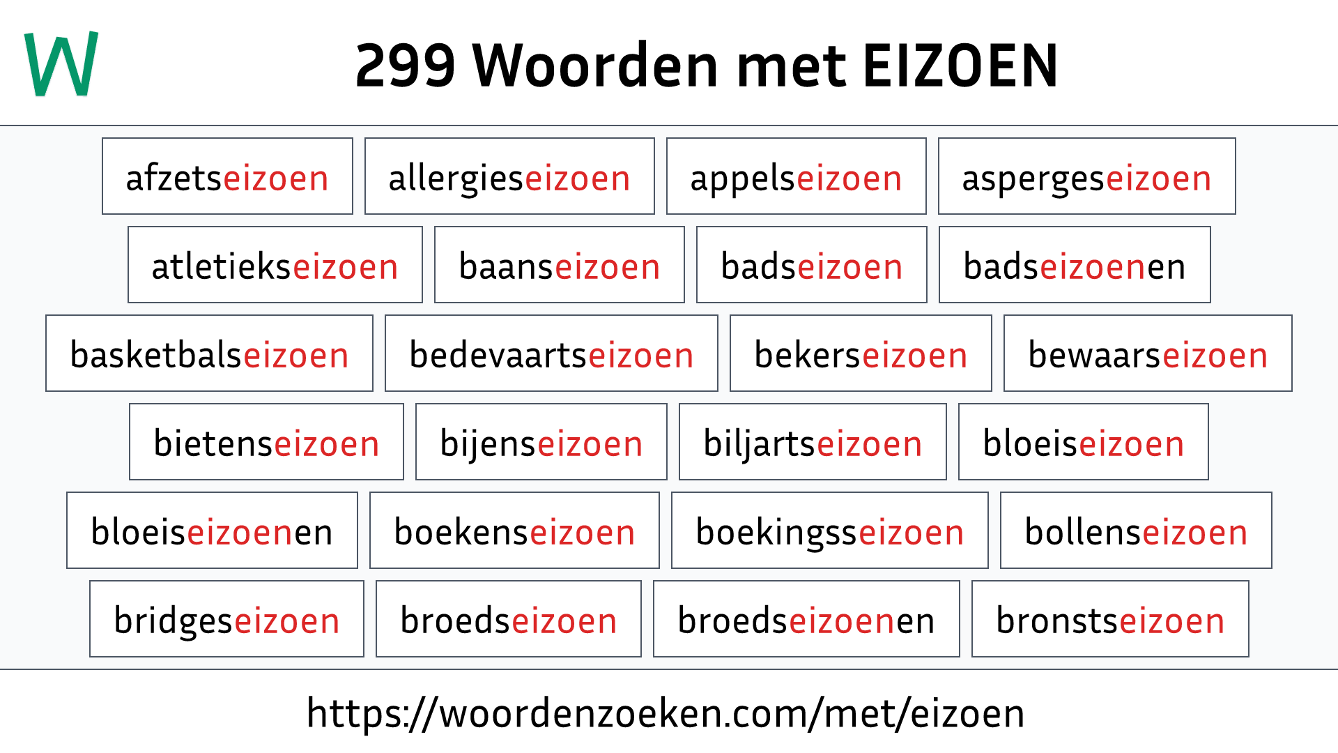 Woorden met EIZOEN