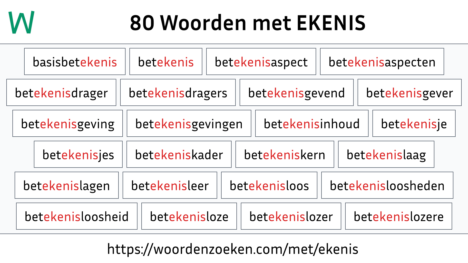 Woorden met EKENIS