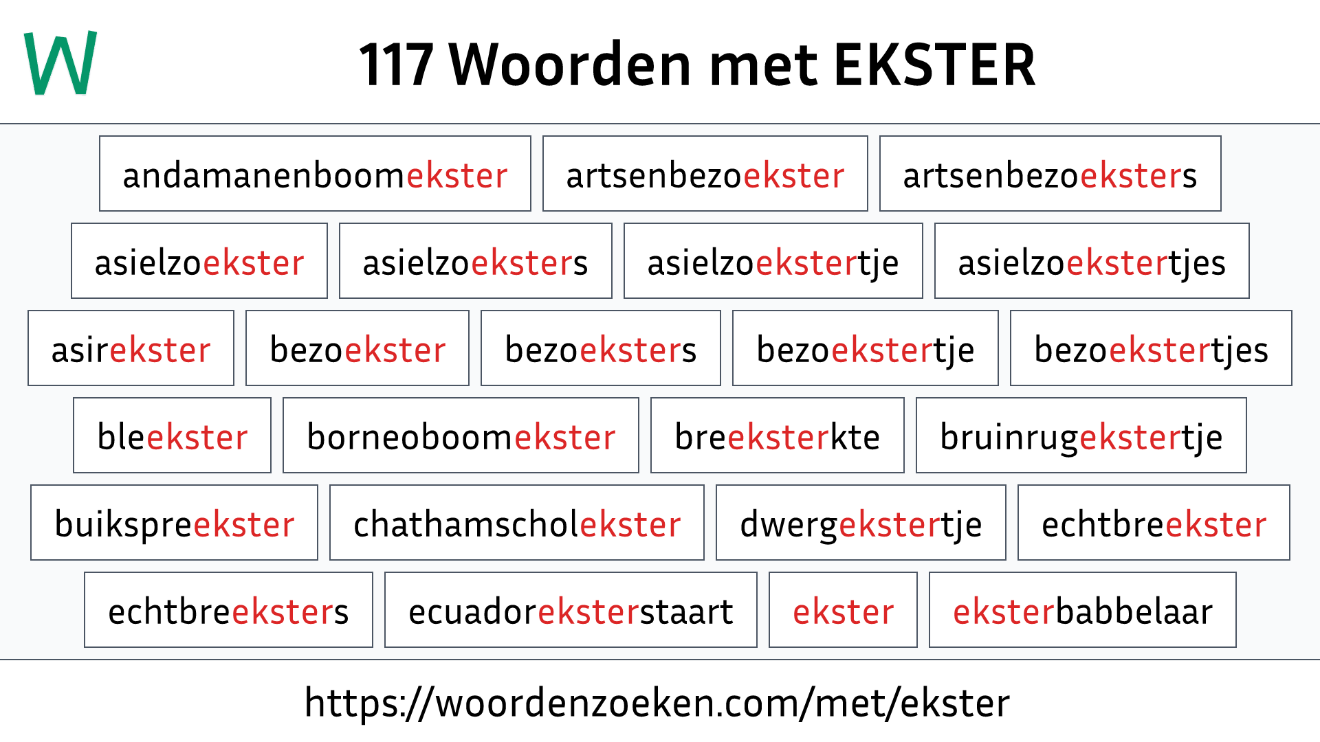 Woorden met EKSTER