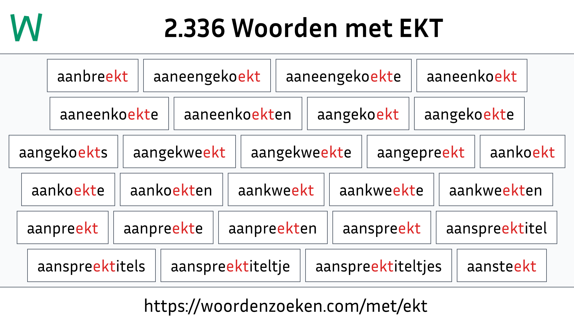 Woorden met EKT