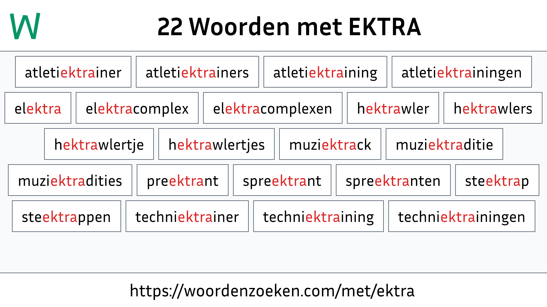 Woorden met EKTRA