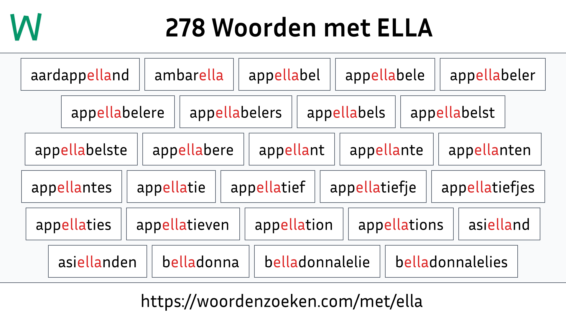 Woorden met ELLA