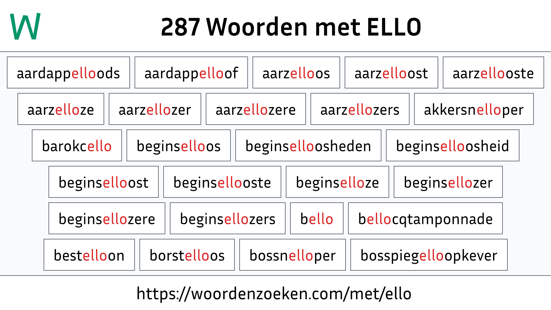 Woorden met ELLO