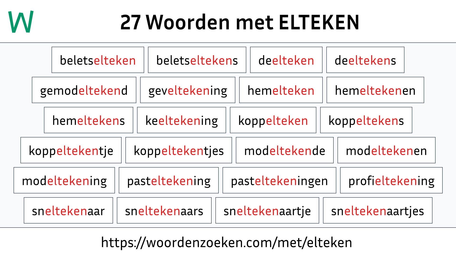 Woorden met ELTEKEN