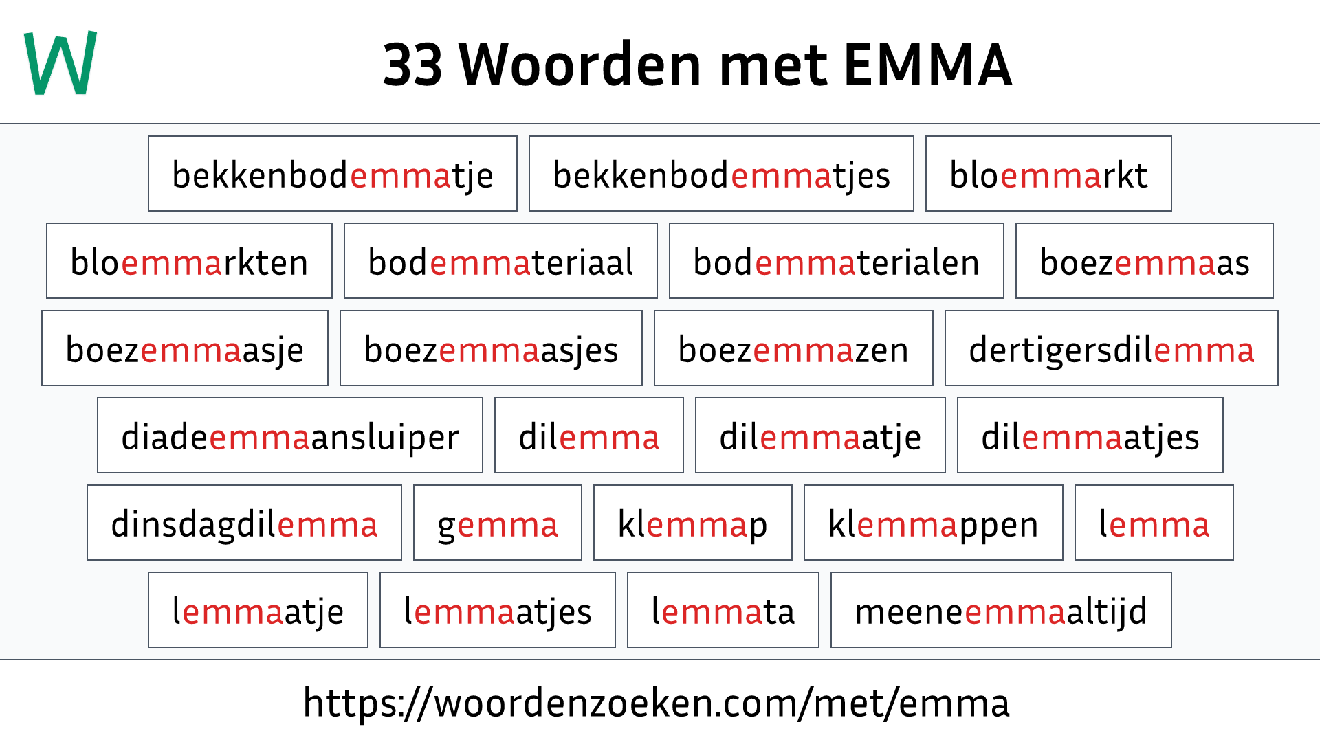 Woorden met EMMA