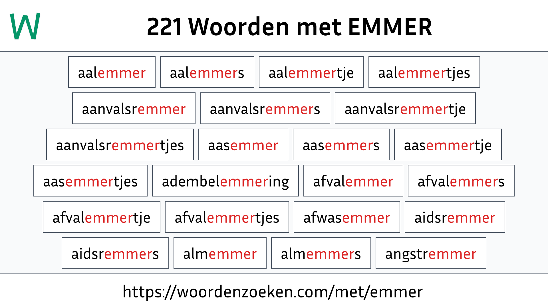 Woorden met EMMER