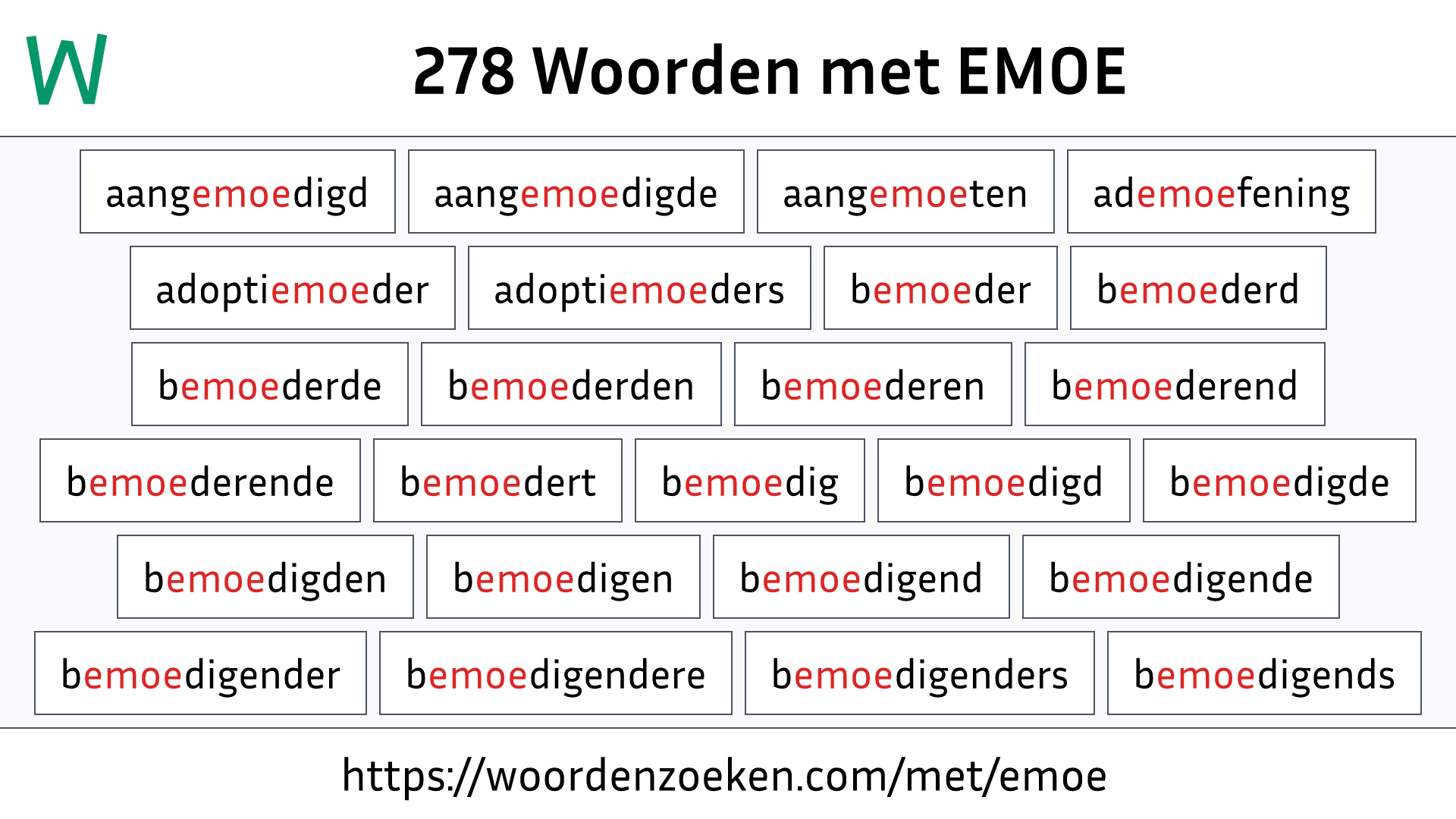 Woorden met EMOE