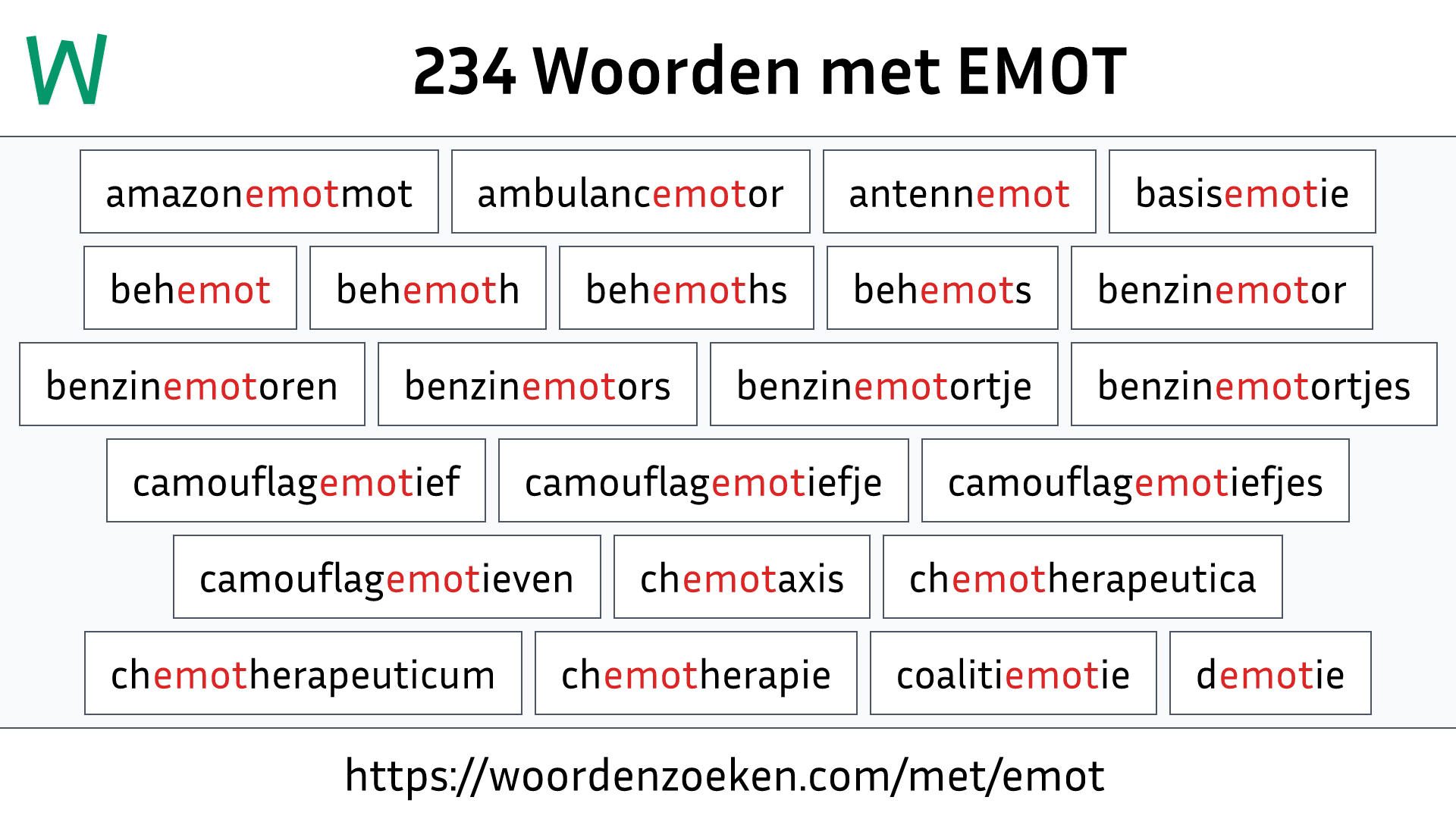 Woorden met EMOT