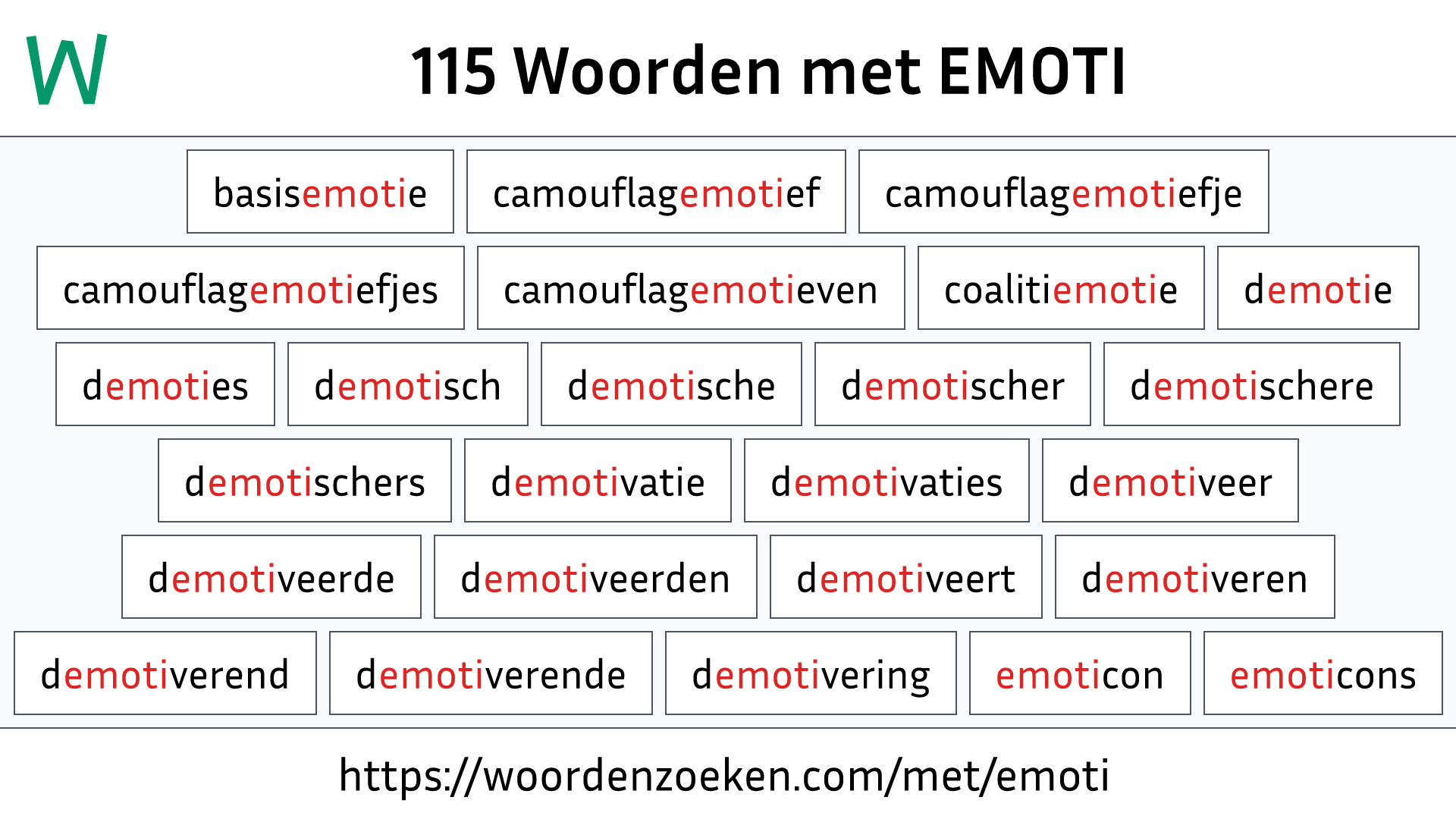 Woorden met EMOTI