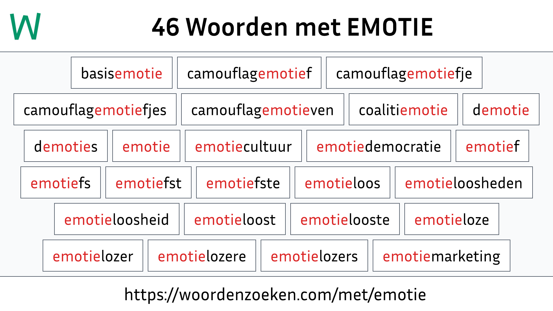 Woorden met EMOTIE