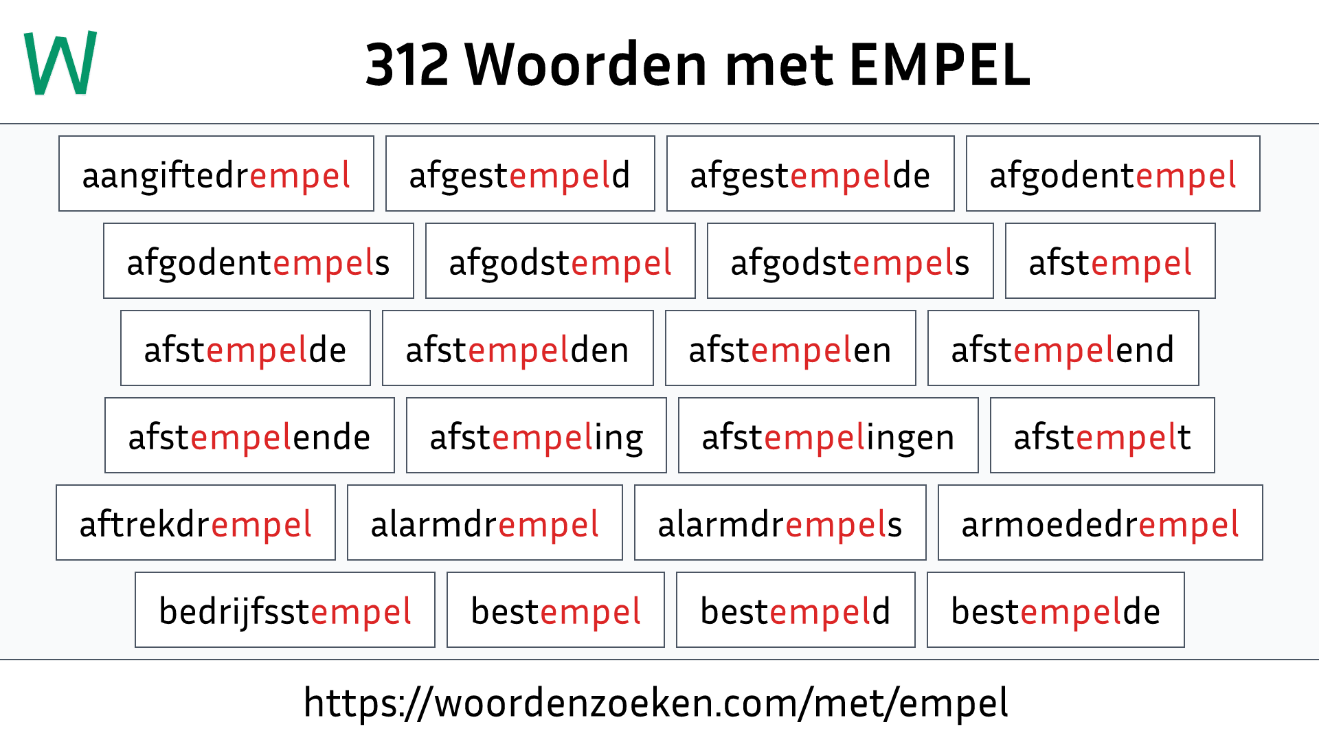 Woorden met EMPEL