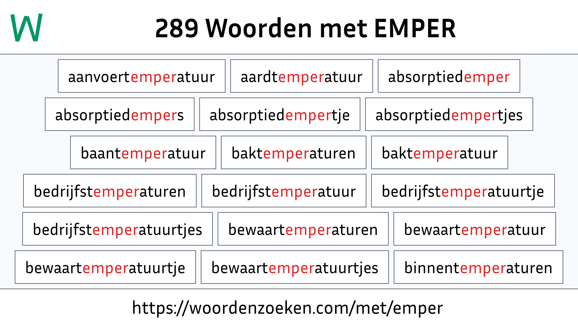 Woorden met EMPER