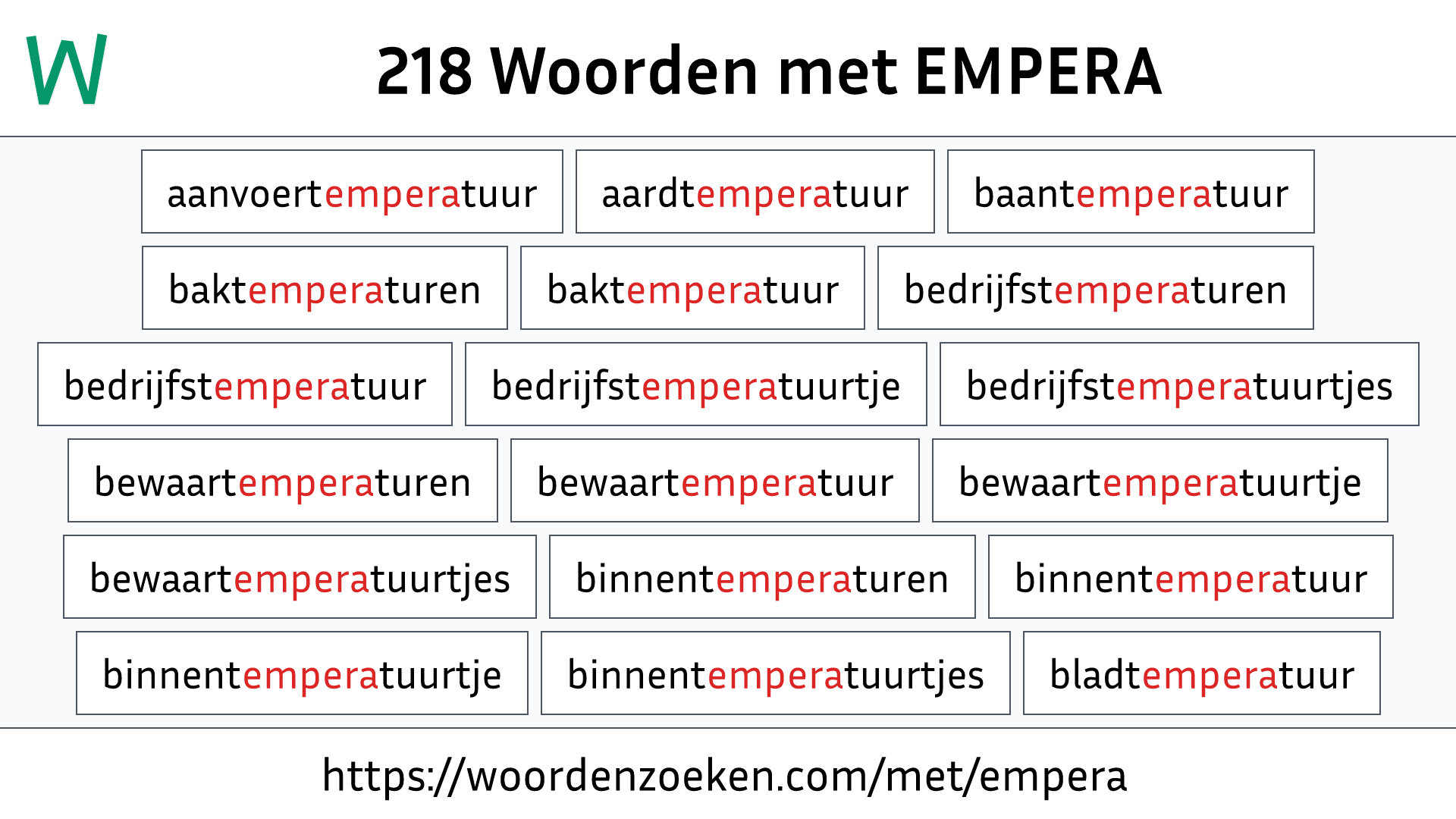 Woorden met EMPERA