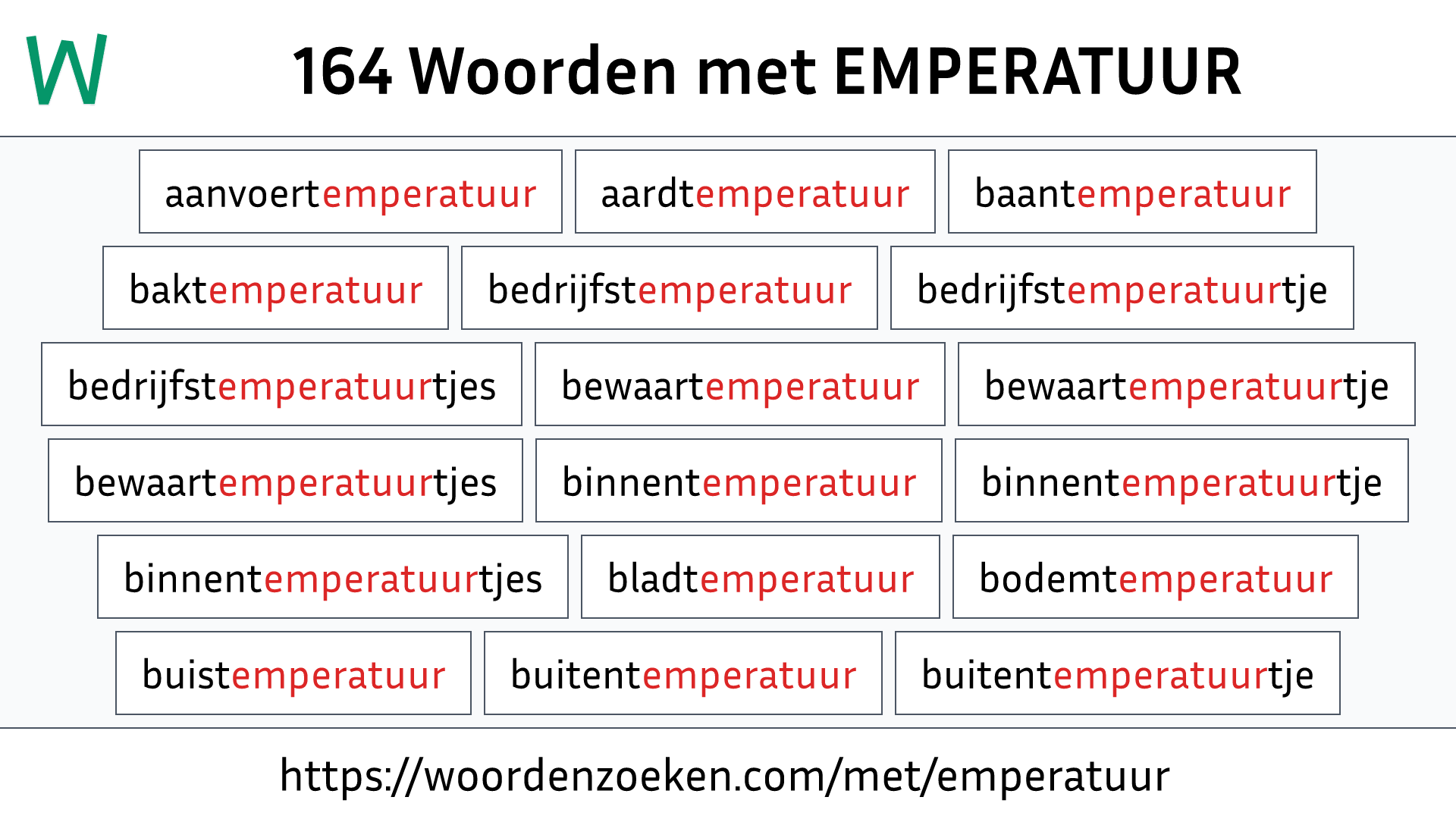 Woorden met EMPERATUUR