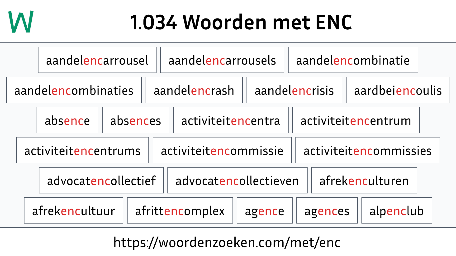 Woorden met ENC