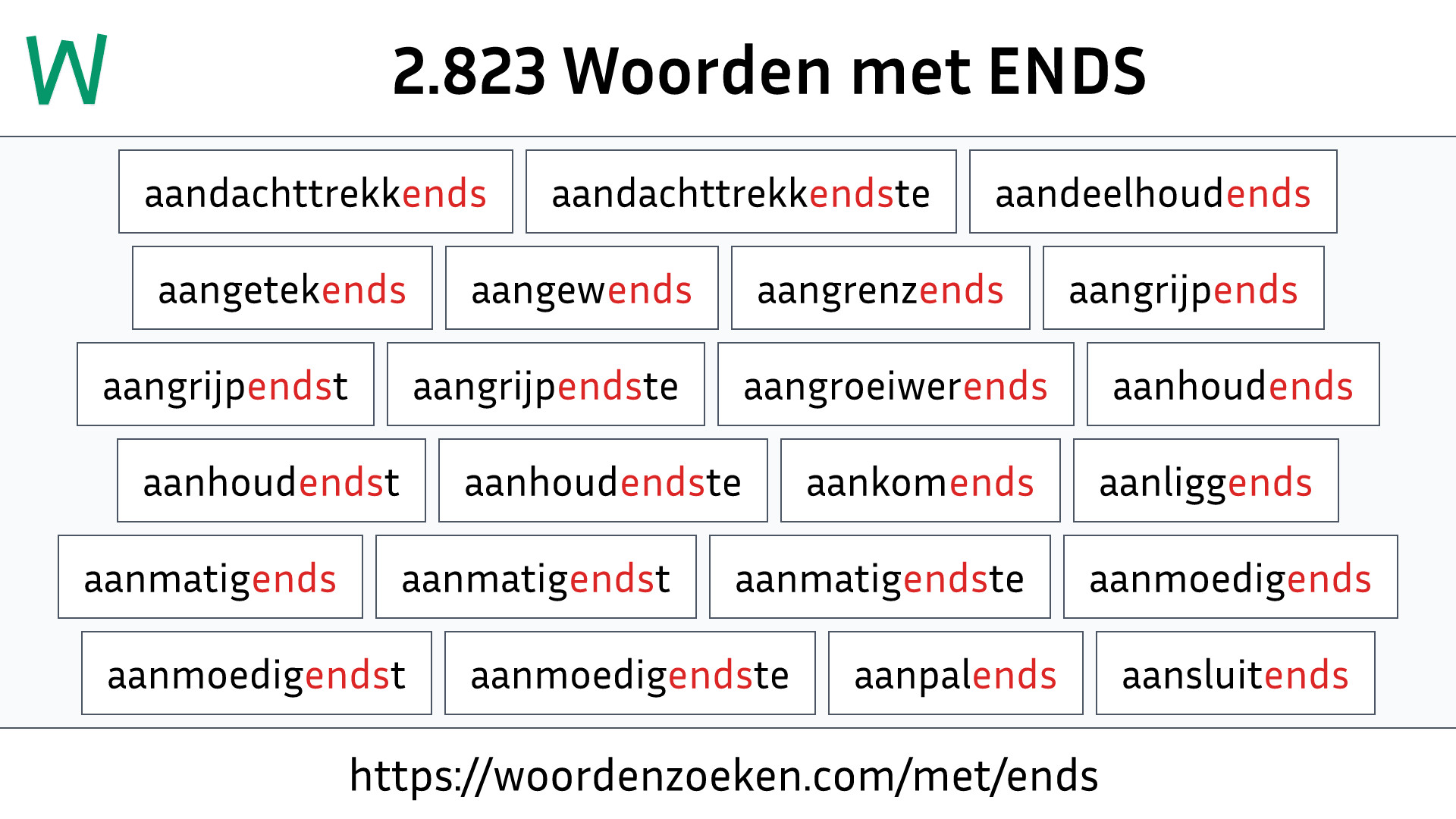 Woorden met ENDS