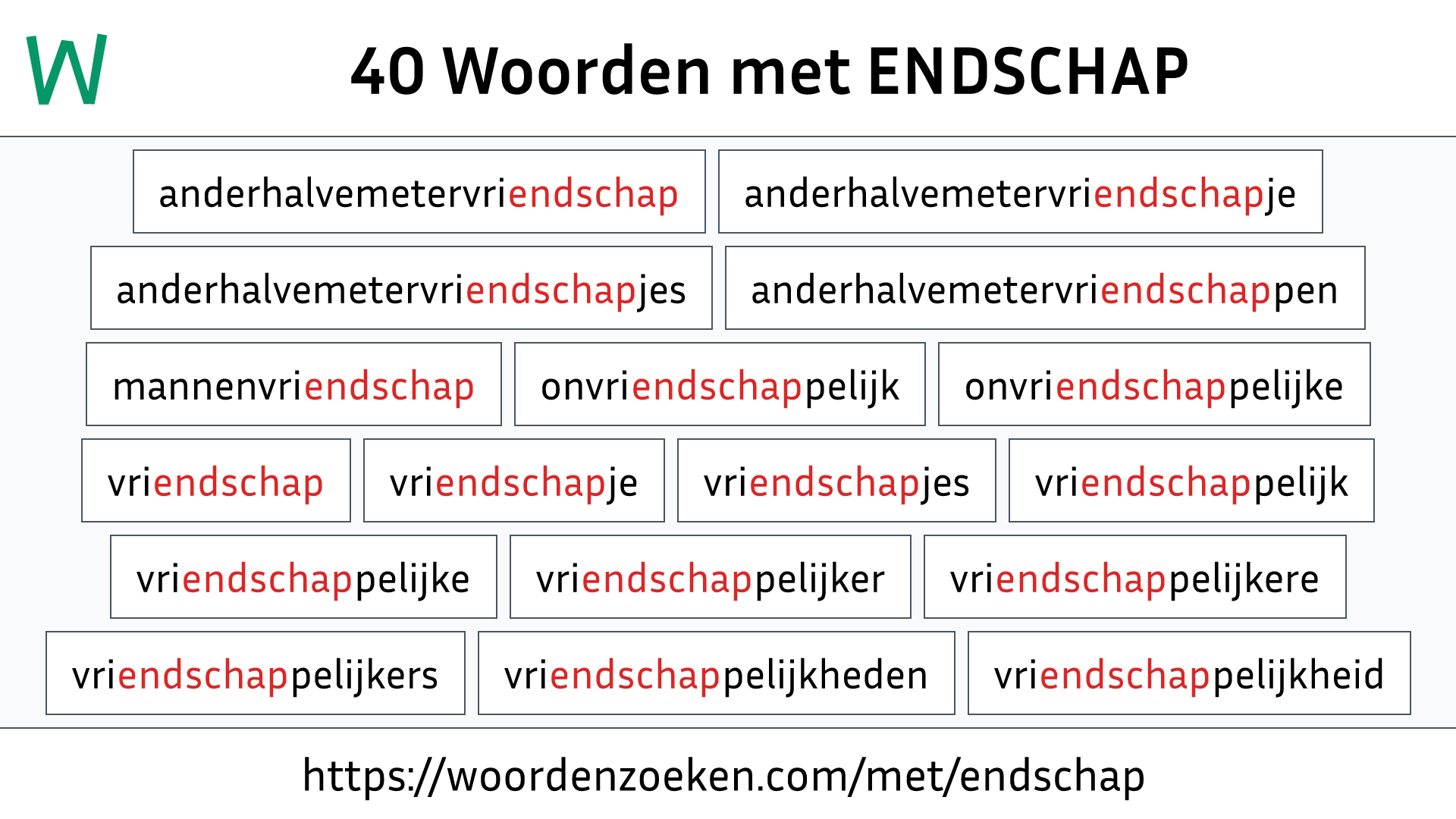 Woorden met ENDSCHAP