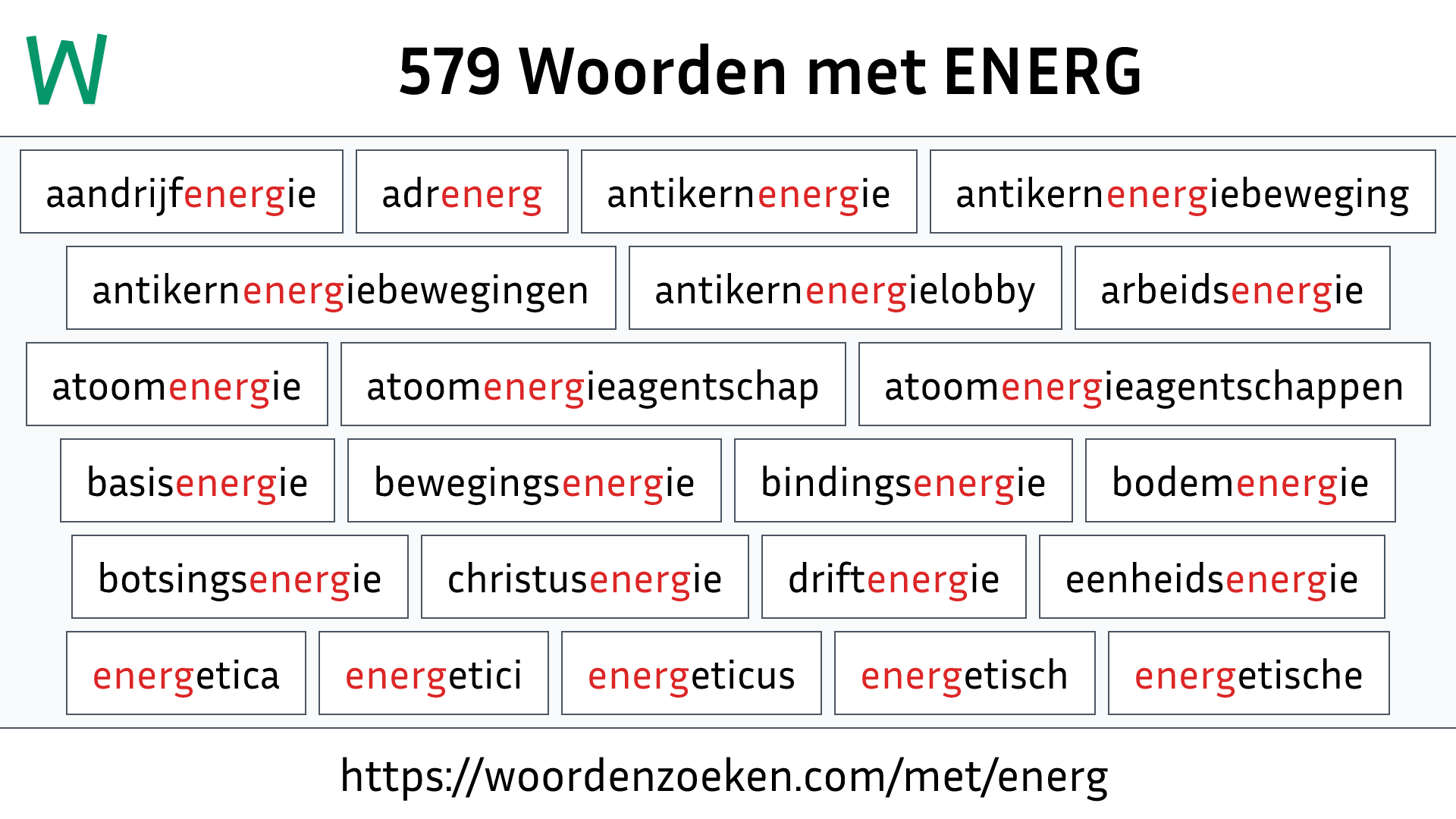 Woorden met ENERG