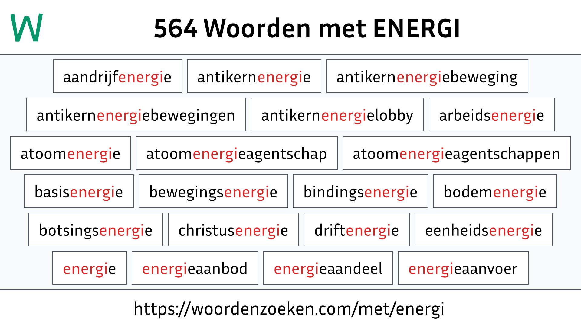 Woorden met ENERGI