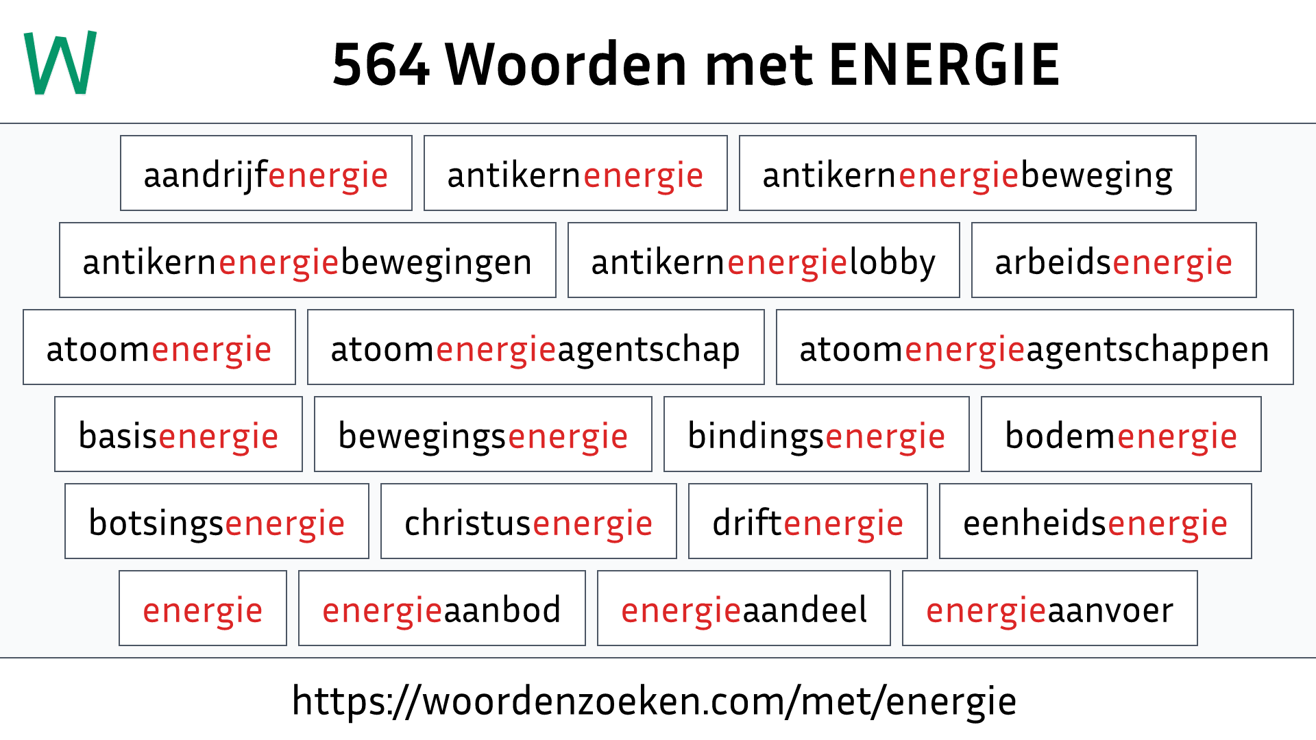 Woorden met ENERGIE