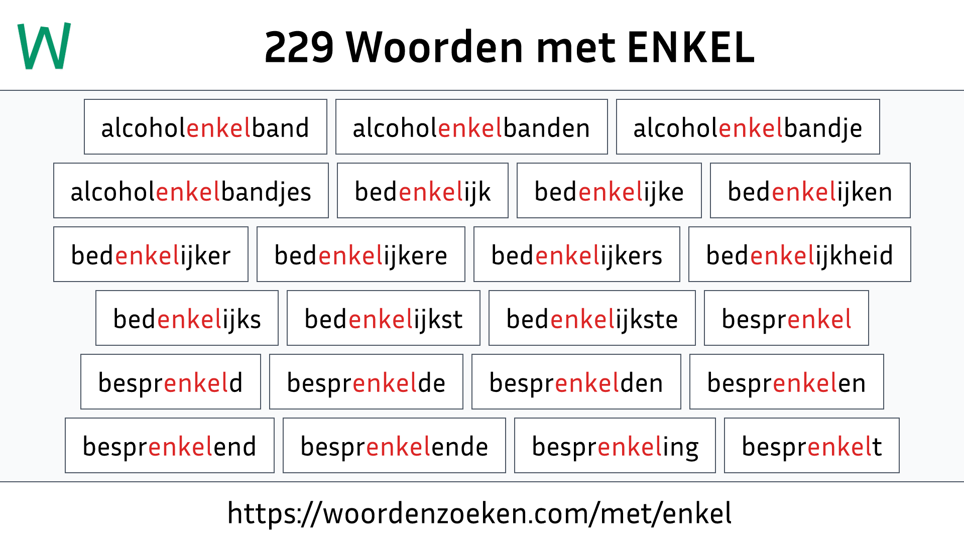 Woorden met ENKEL