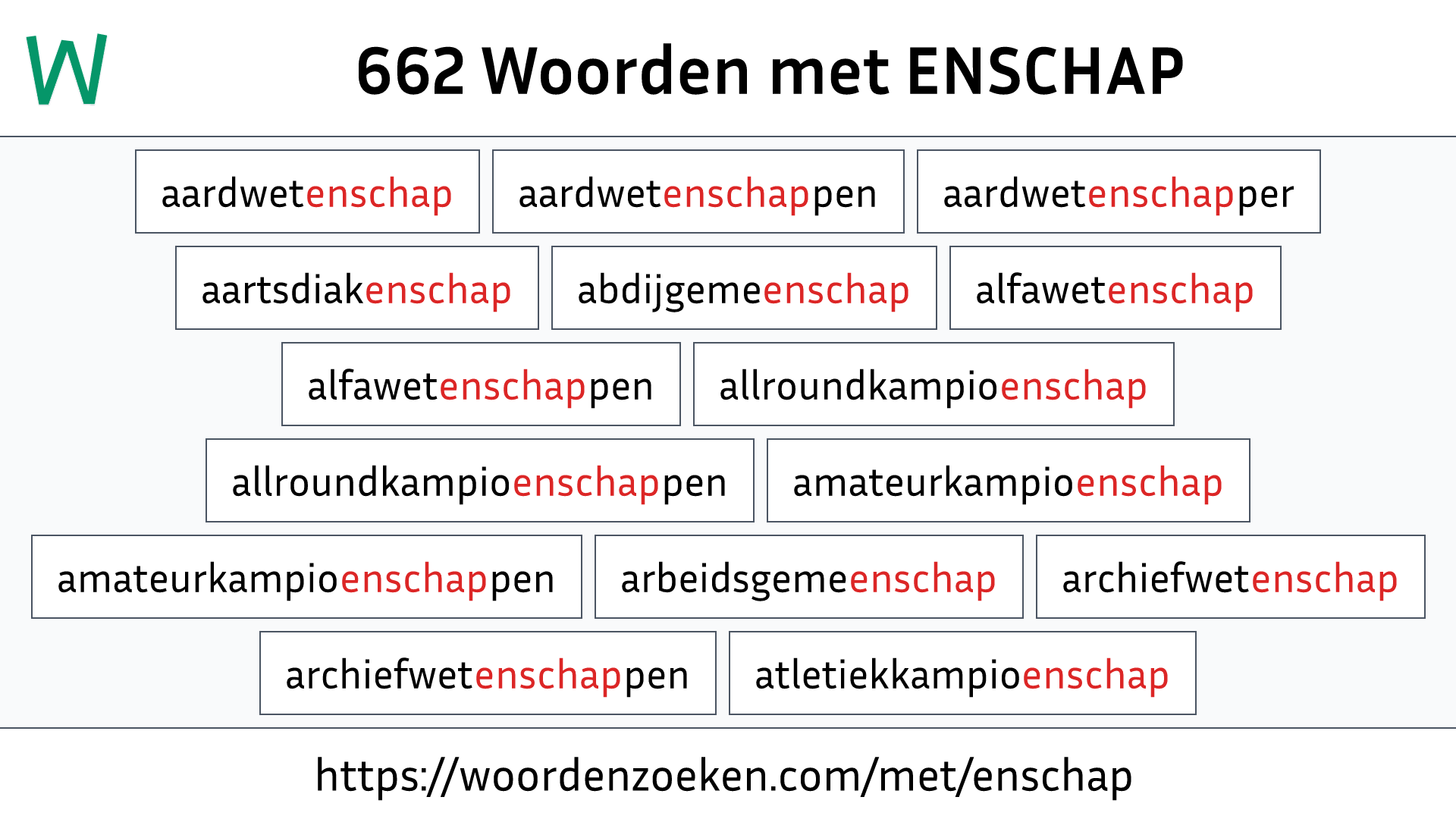 Woorden met ENSCHAP