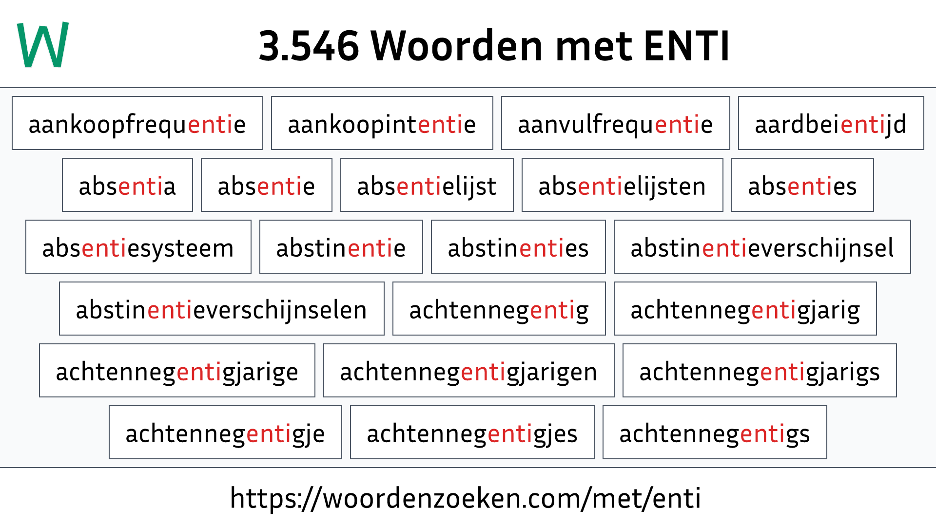 Woorden met ENTI