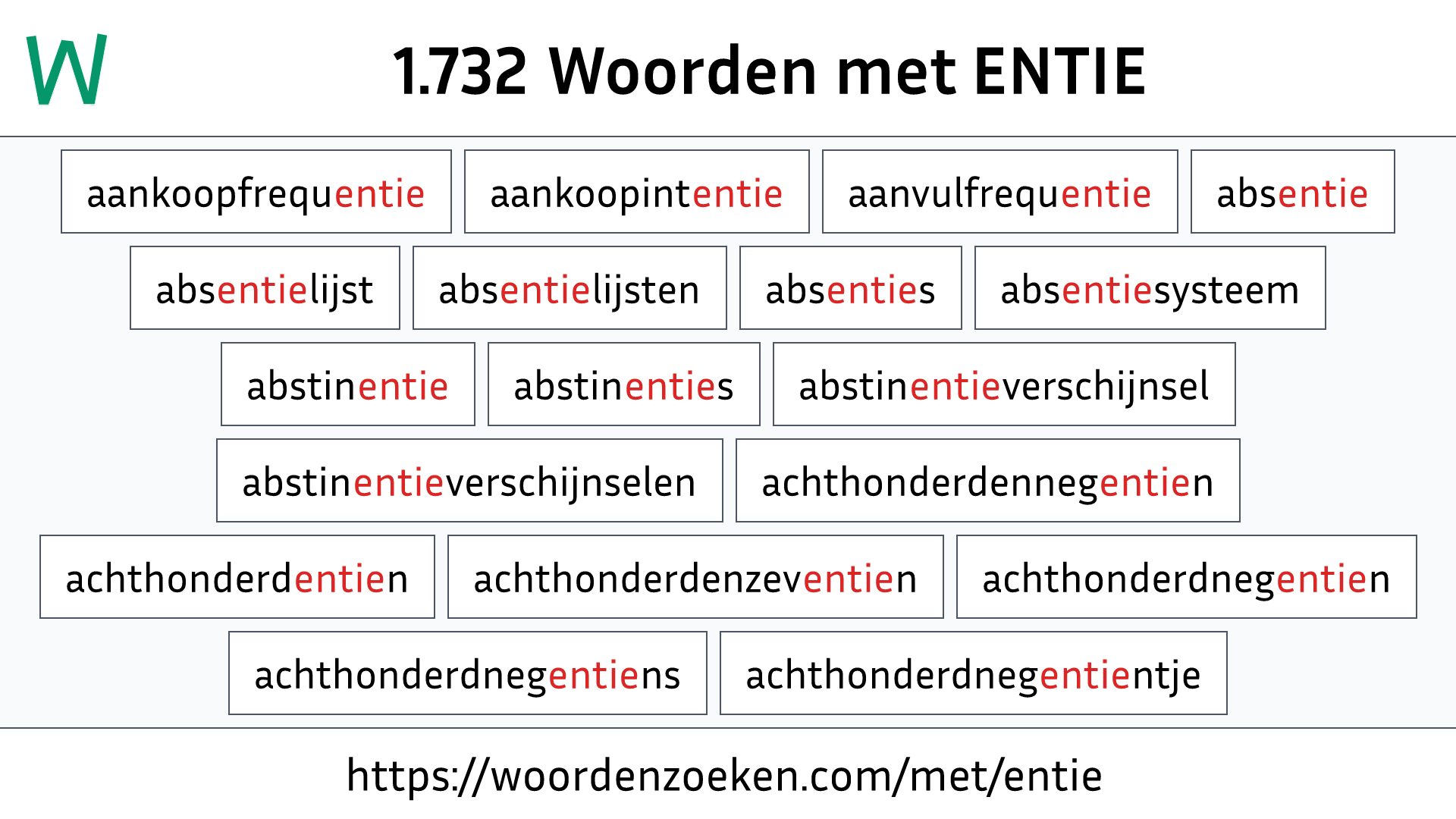 Woorden met ENTIE