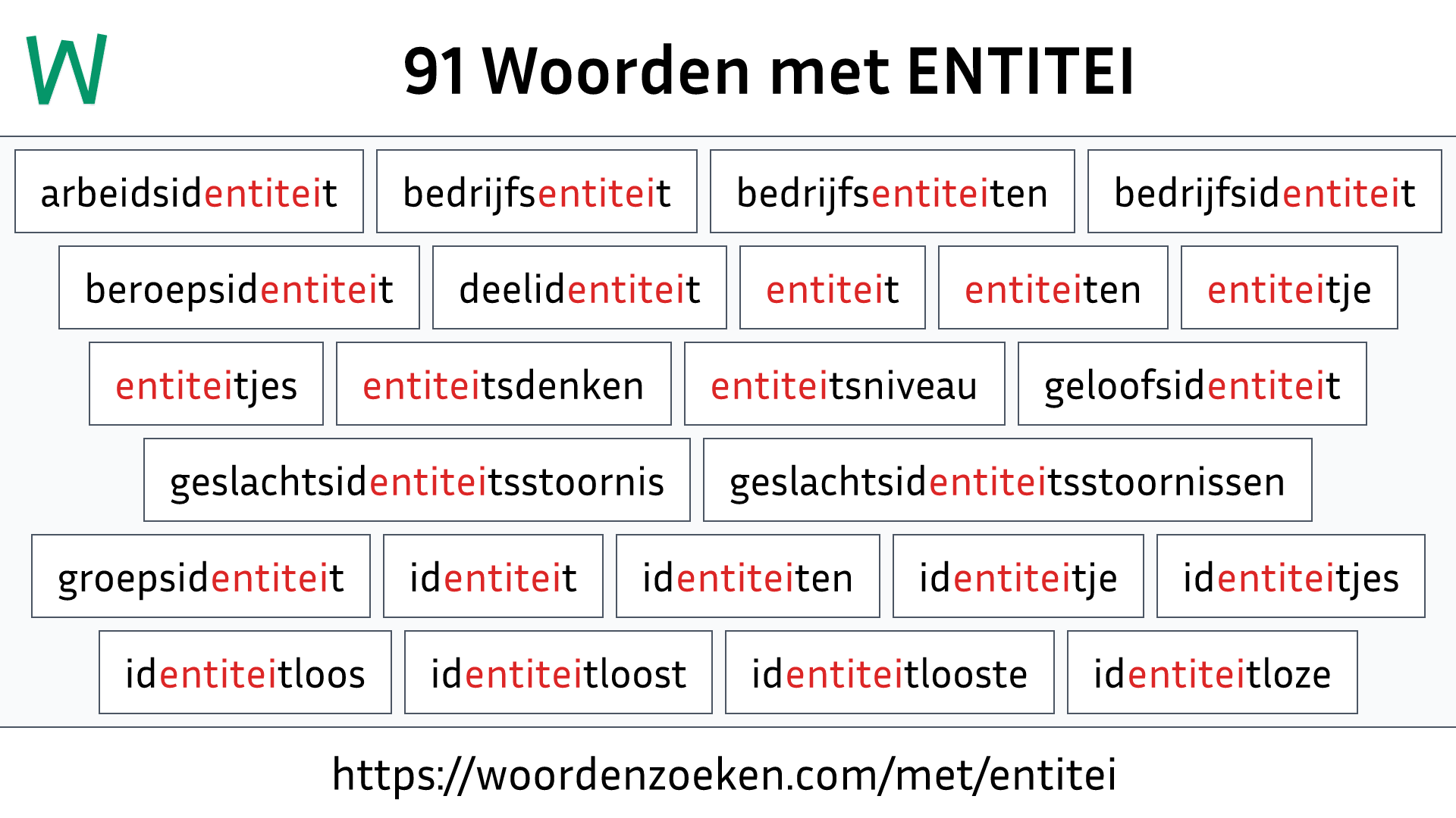 Woorden met ENTITEI