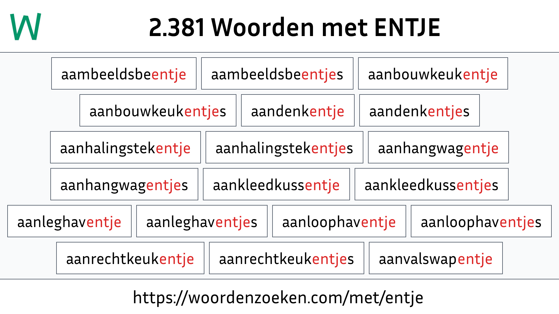 Woorden met ENTJE