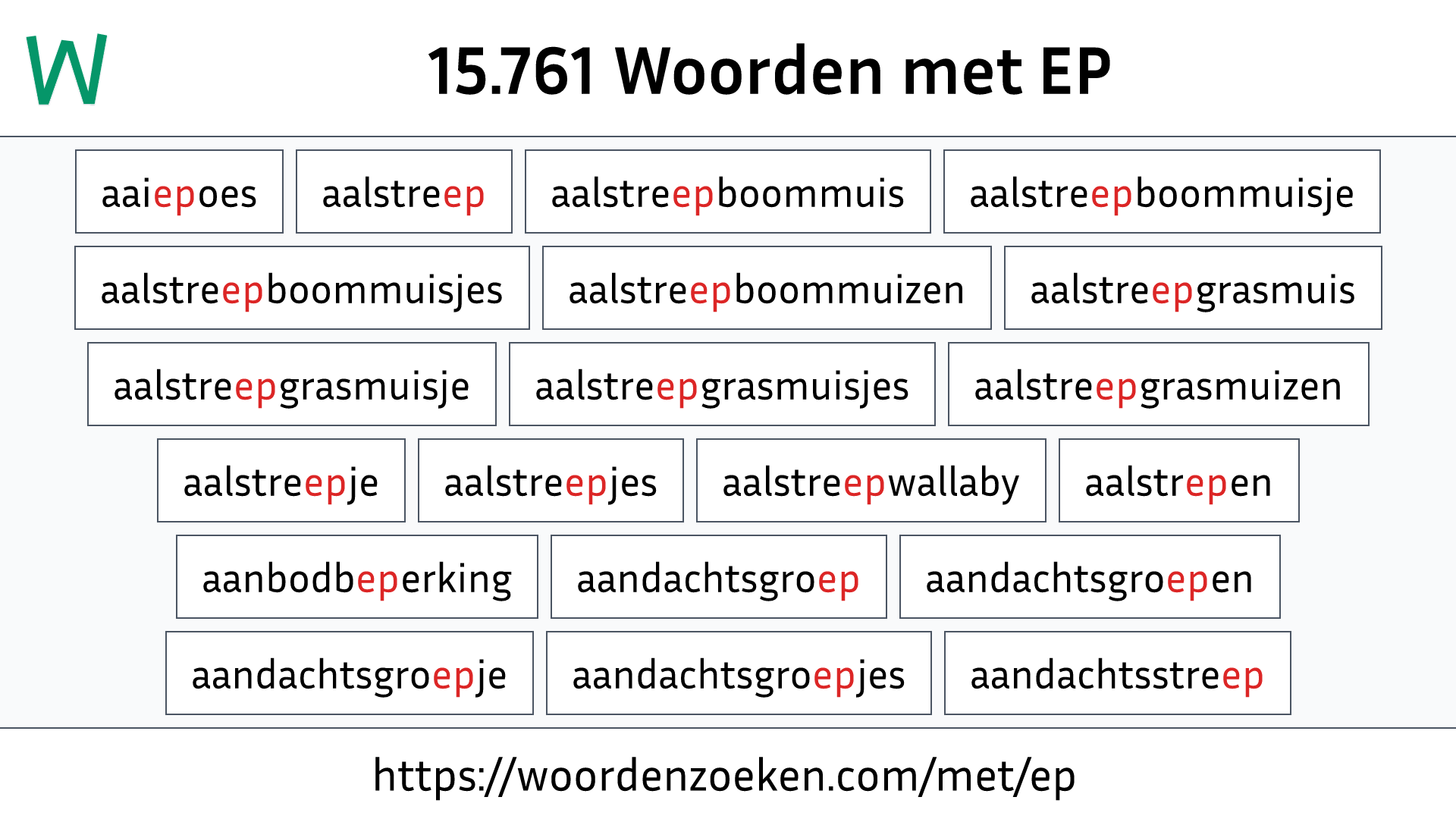 Woorden met EP