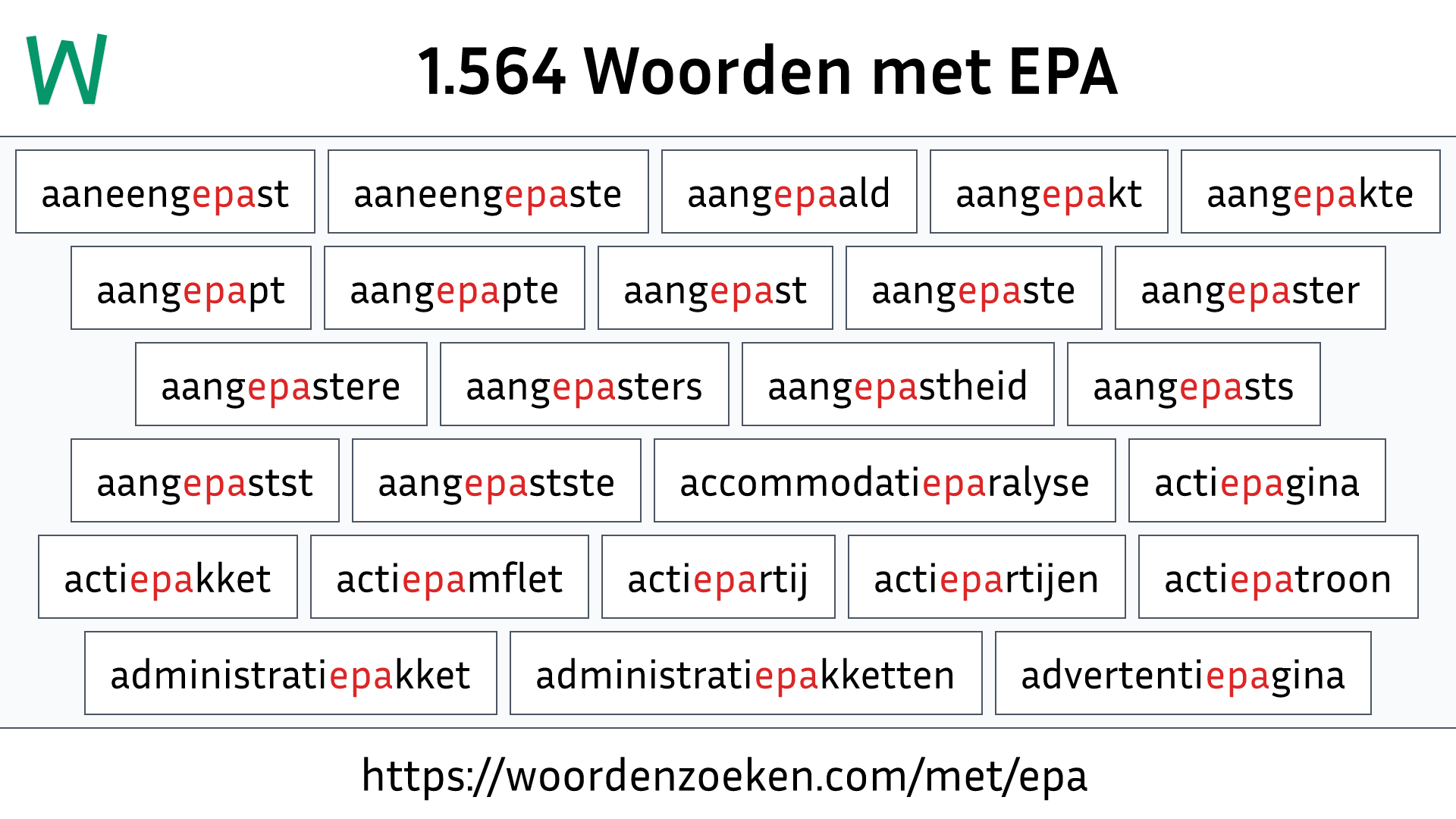 Woorden met EPA