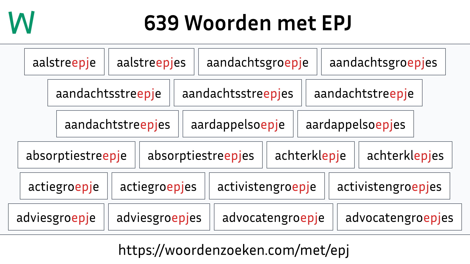 Woorden met EPJ