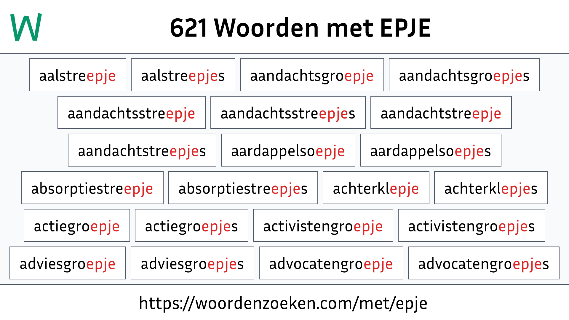 Woorden met EPJE