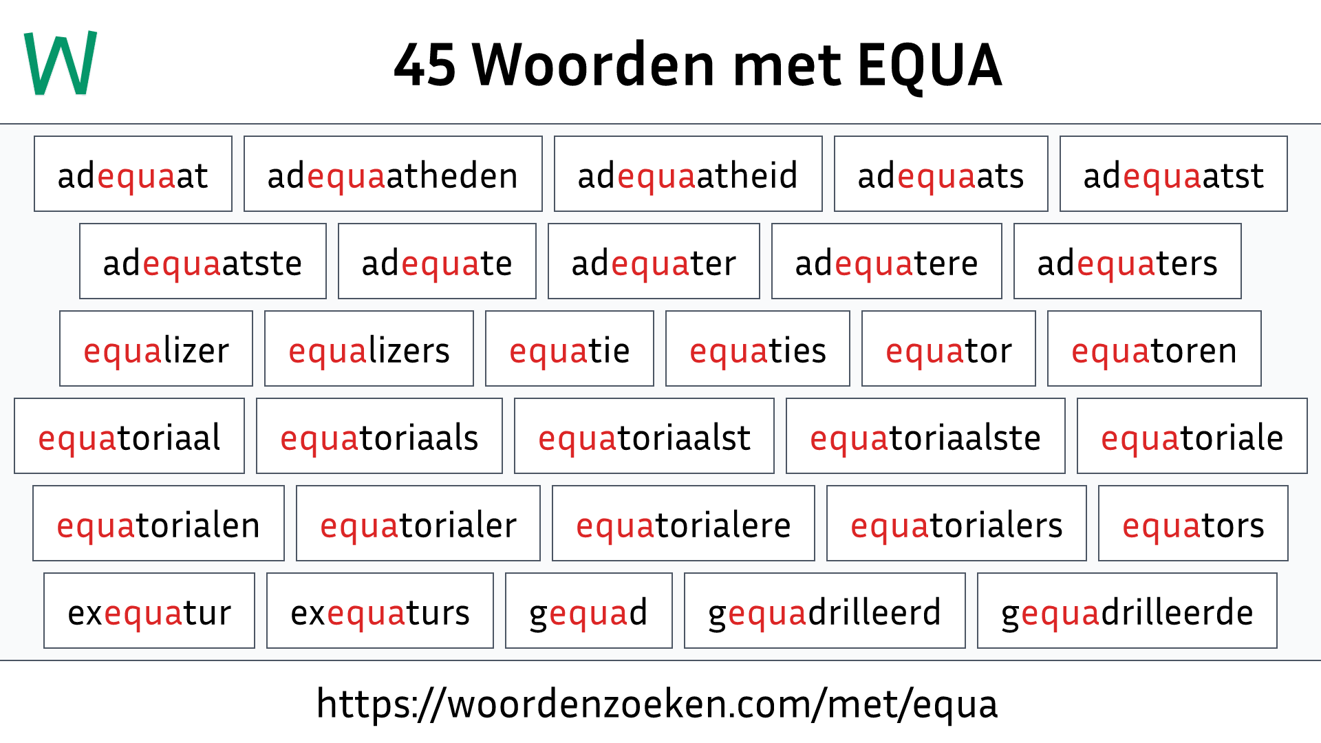 Woorden met EQUA