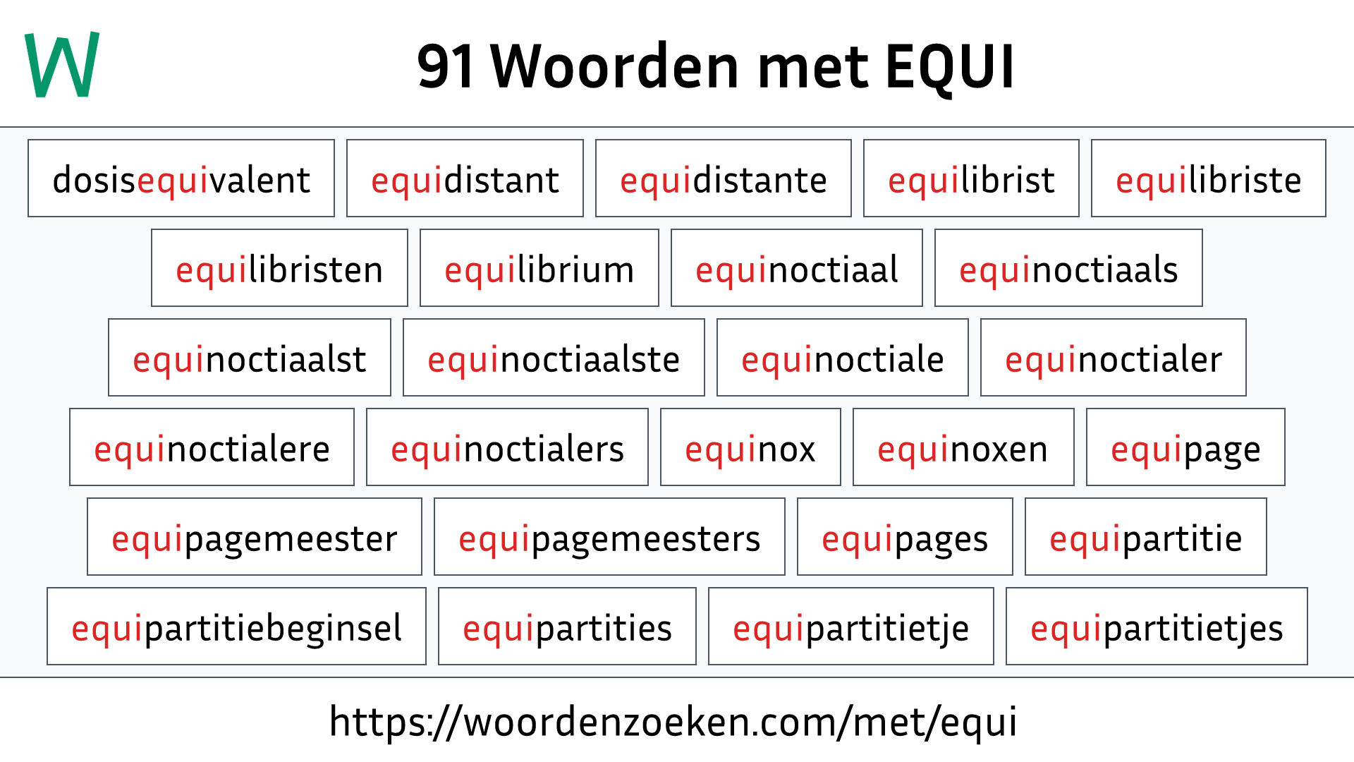 Woorden met EQUI