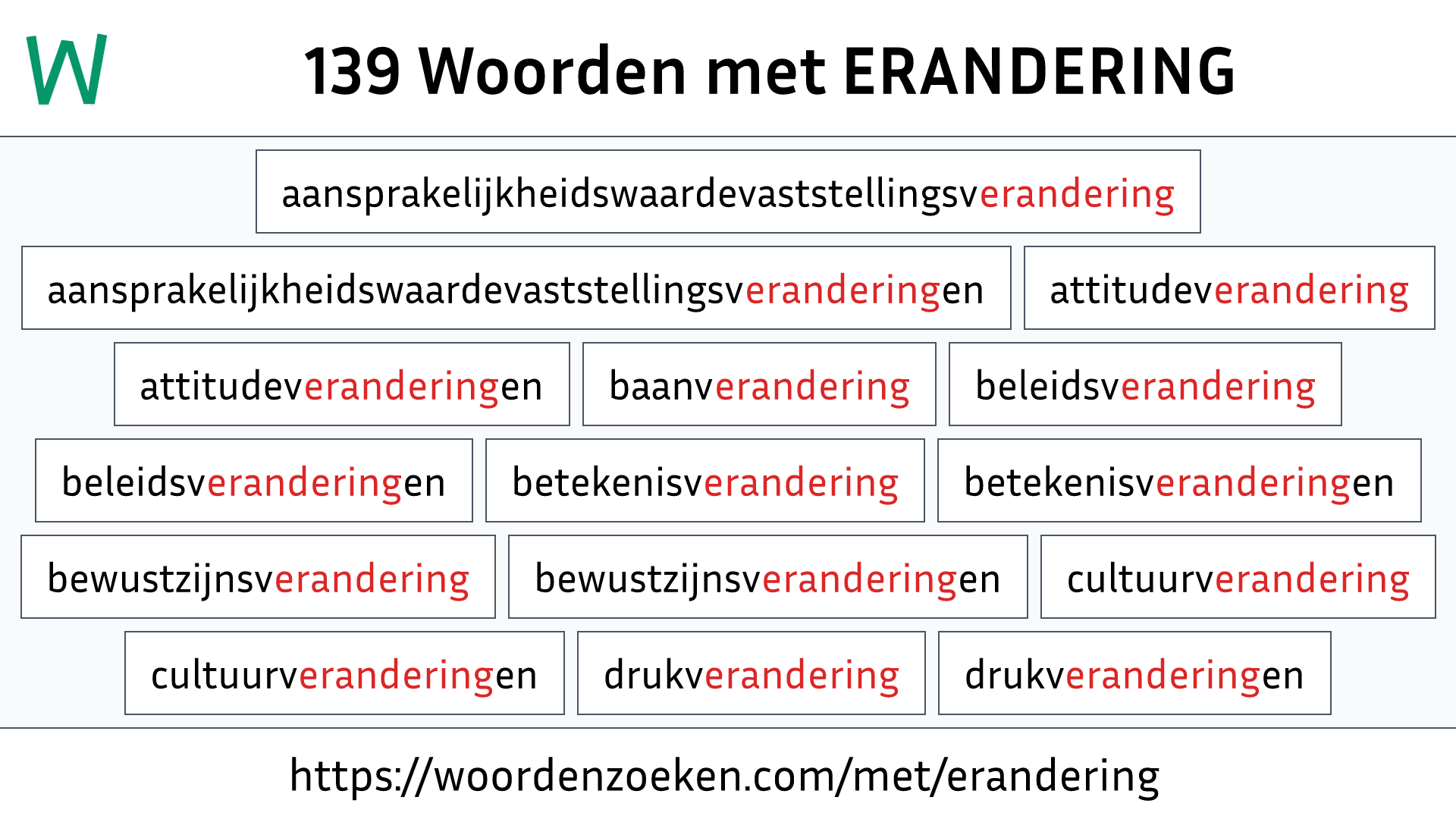 Woorden met ERANDERING