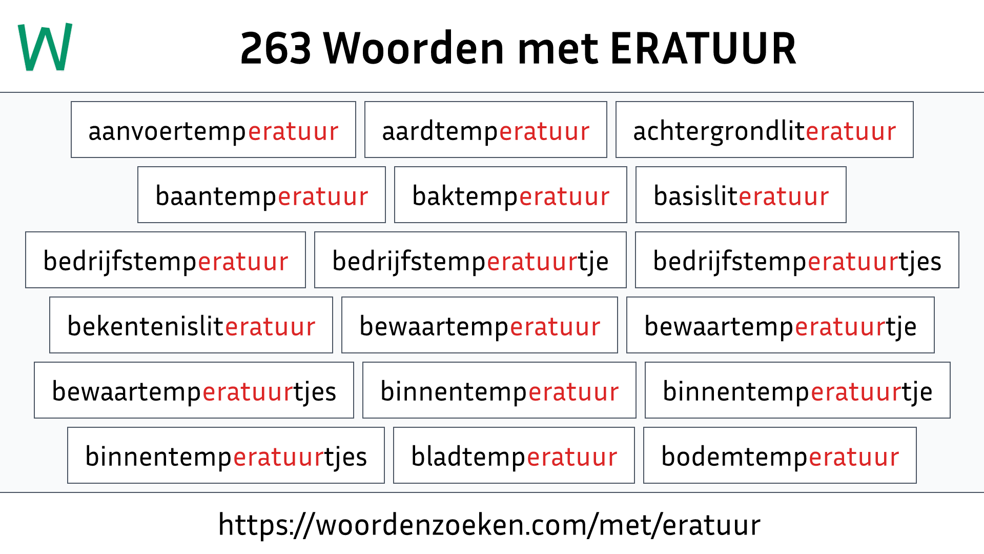 Woorden met ERATUUR