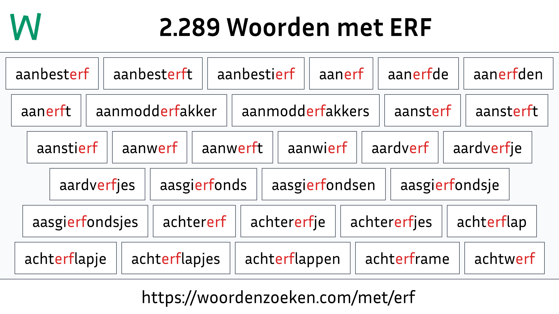 Woorden met ERF