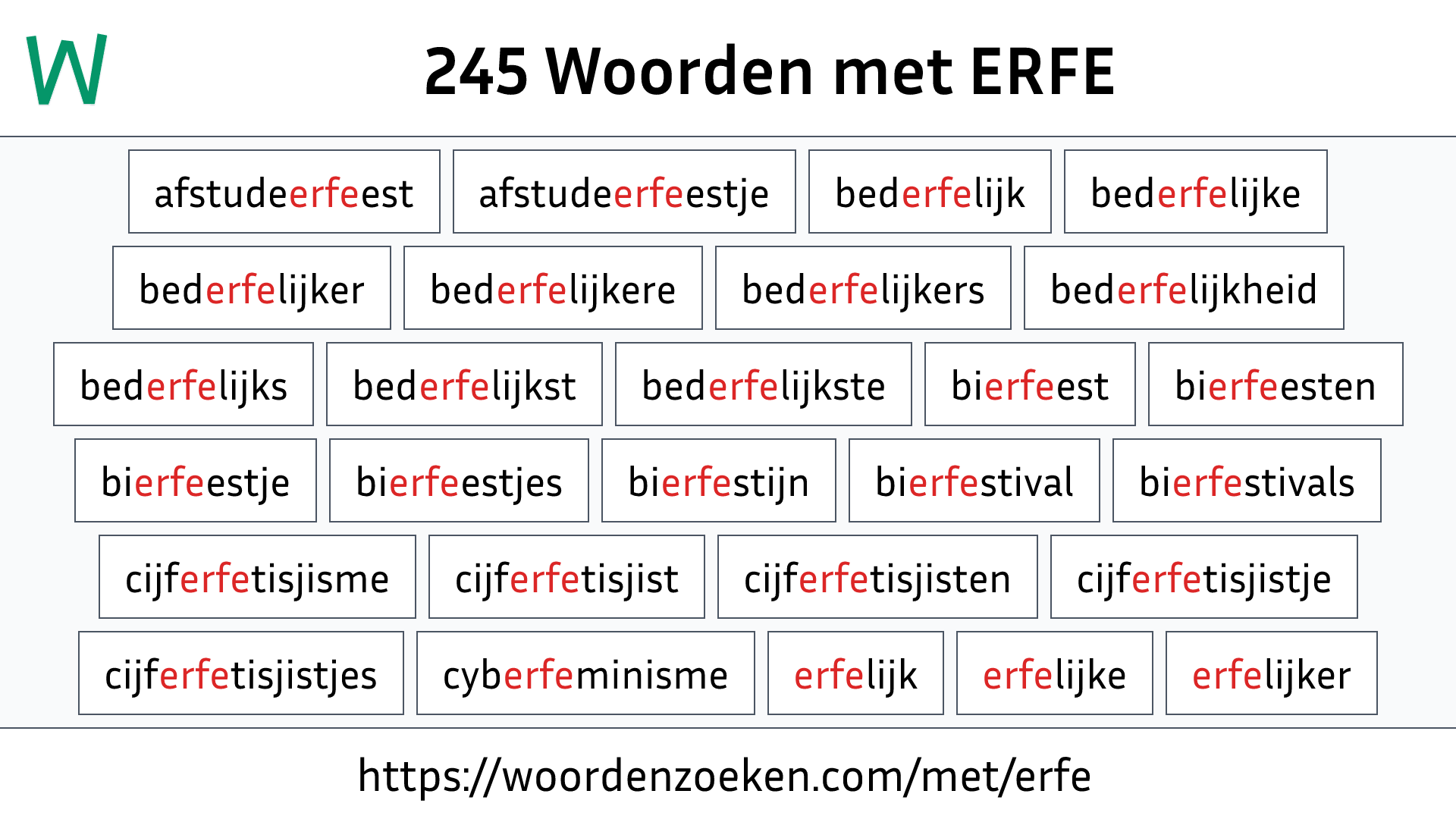 Woorden met ERFE