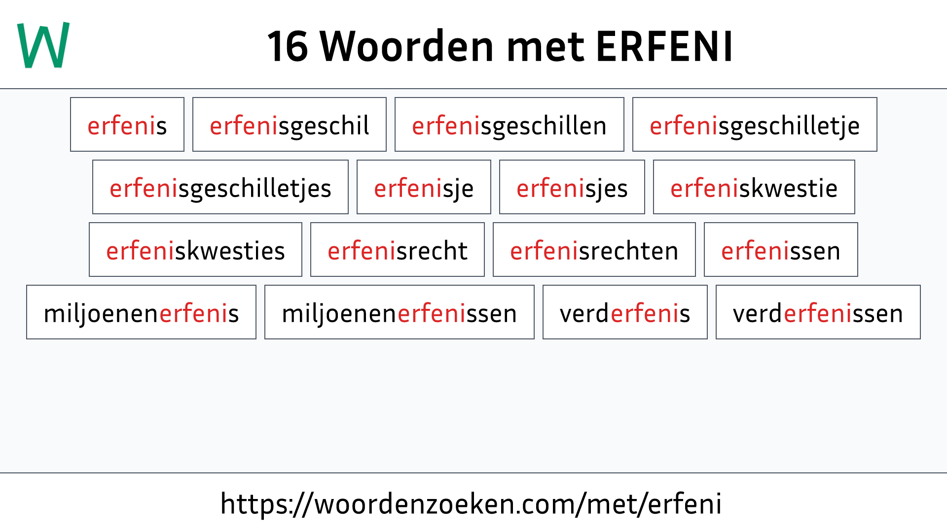 Woorden met ERFENI