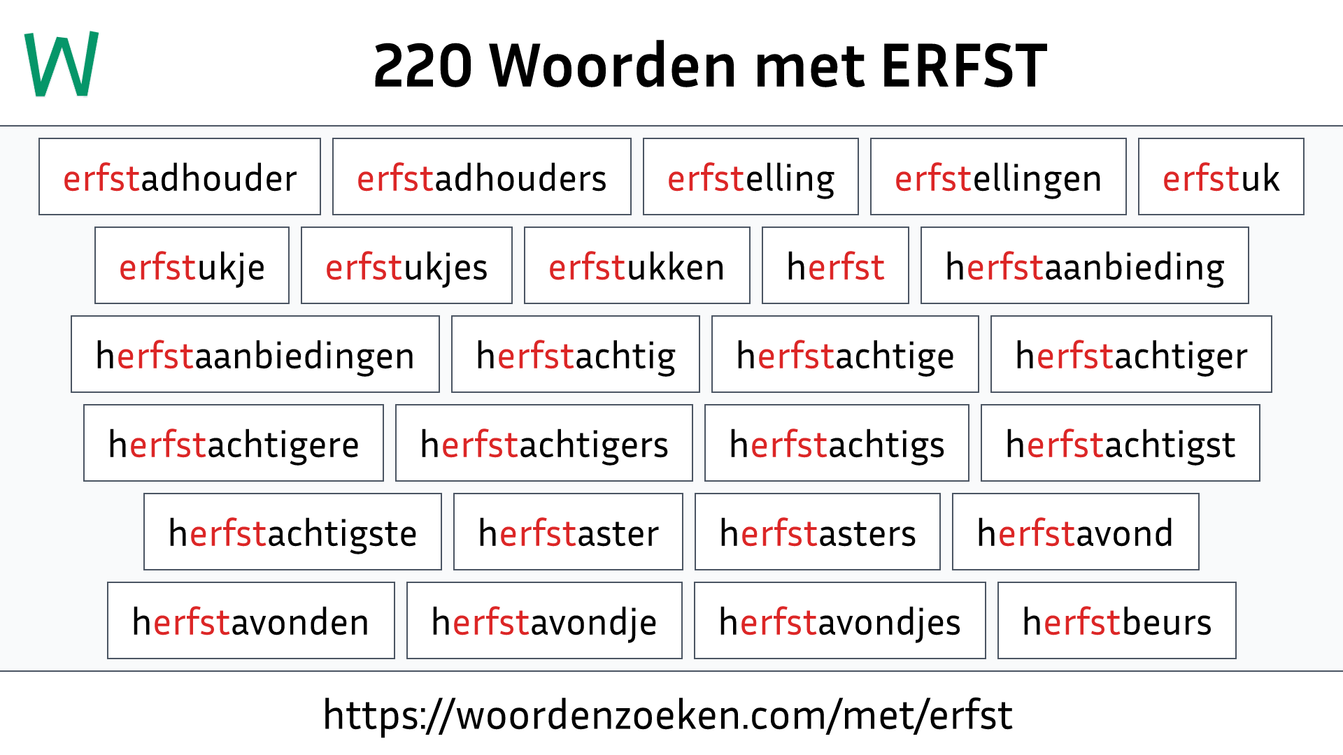 Woorden met ERFST