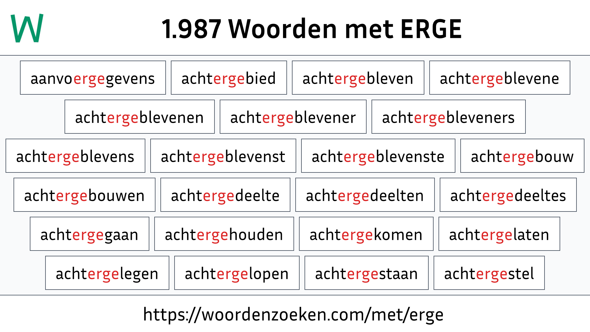 Woorden met ERGE