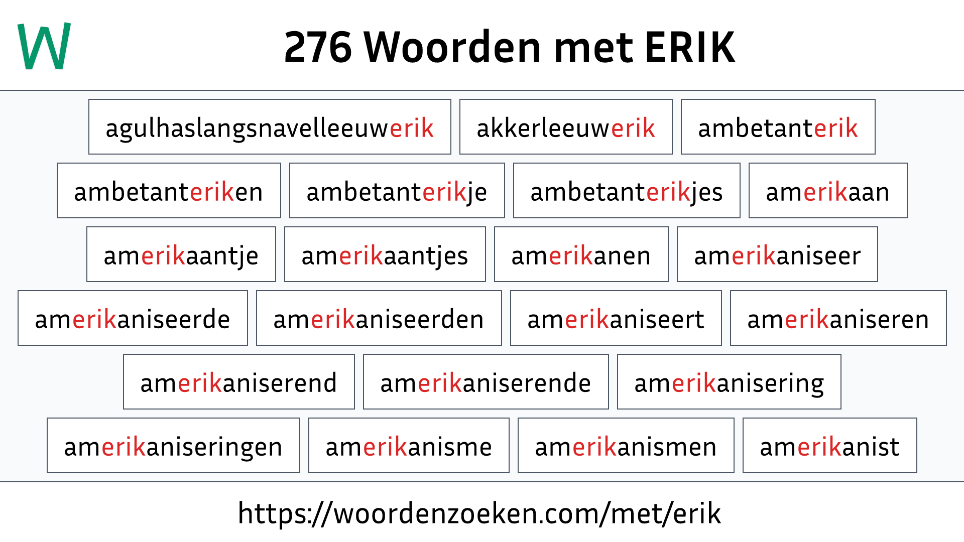 Woorden met ERIK